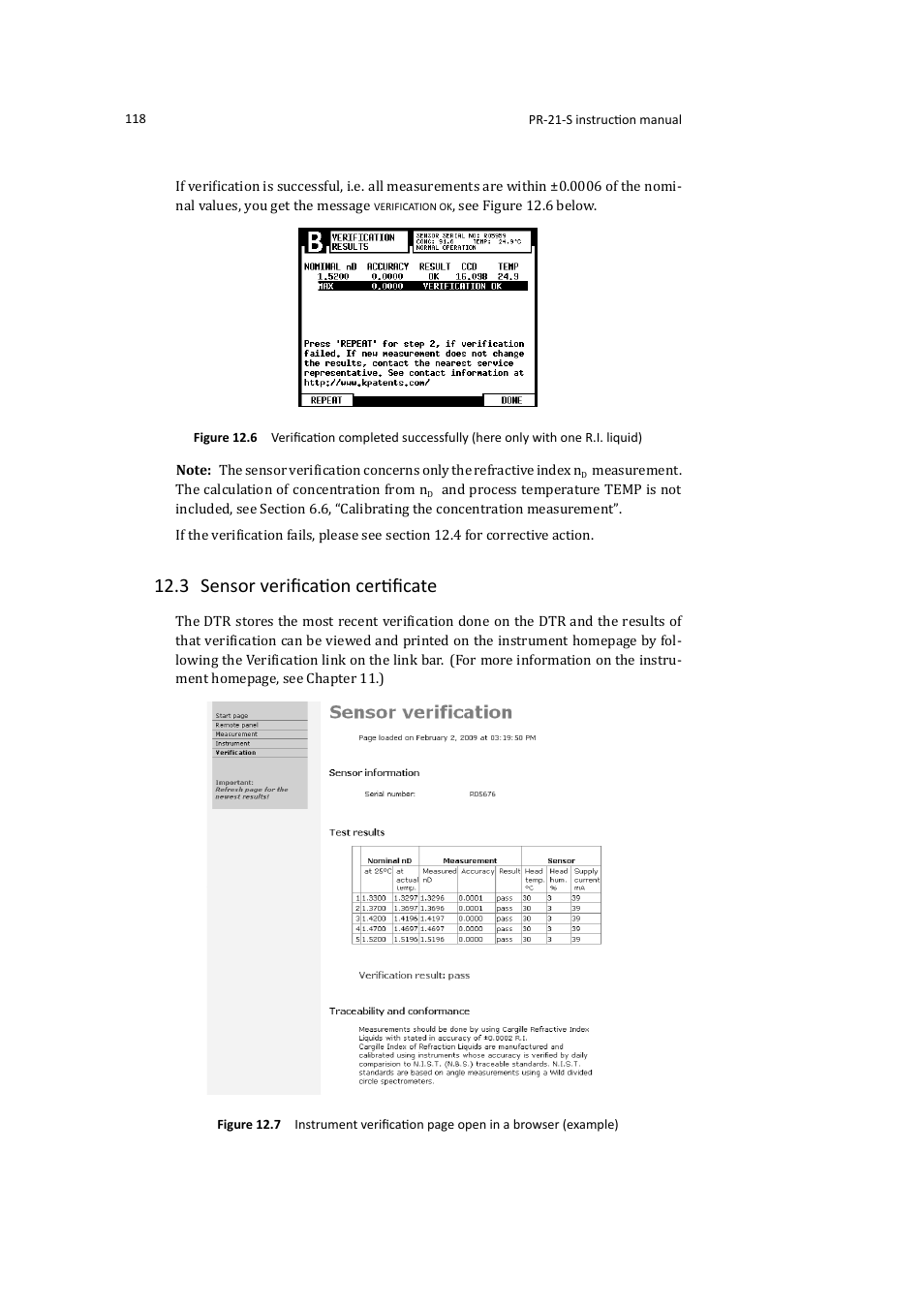 3 sensor veriﬁcation certiﬁcate | K-Patents PR-21-S User Manual | Page 124 / 129
