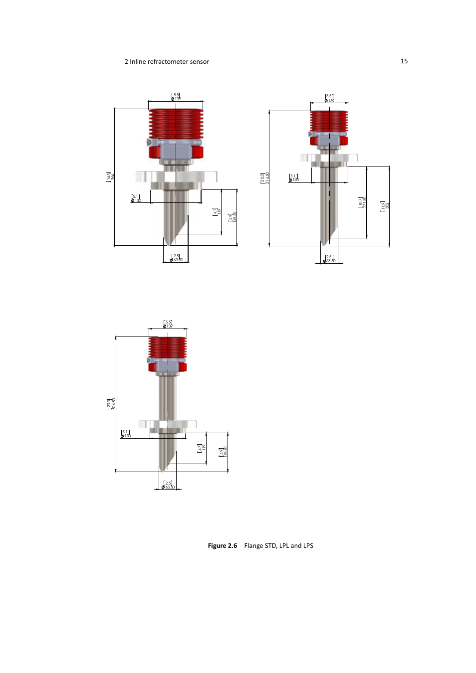 2 inline refractometer sensor 15, Figure 2.6 flange std, lpl and lps | K-Patents PR-21-S User Manual | Page 21 / 129