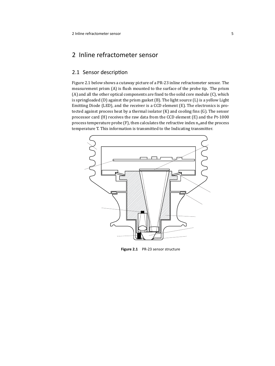 2 inline refractometer sensor, 1 sensor description | K-Patents PR-23 User Manual | Page 13 / 213