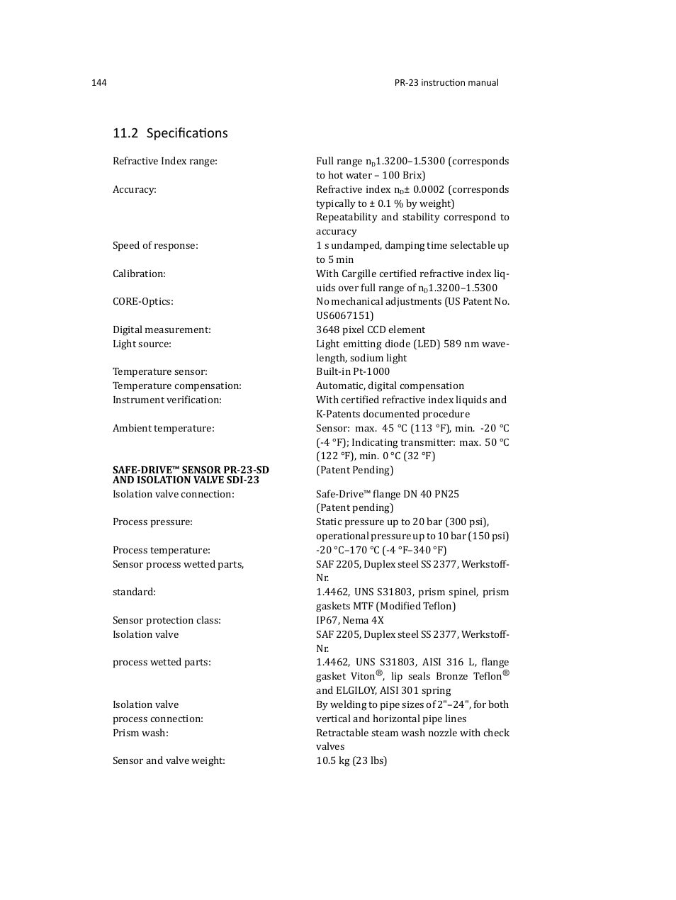 2 speciﬁcations | K-Patents PR-23 User Manual | Page 152 / 213