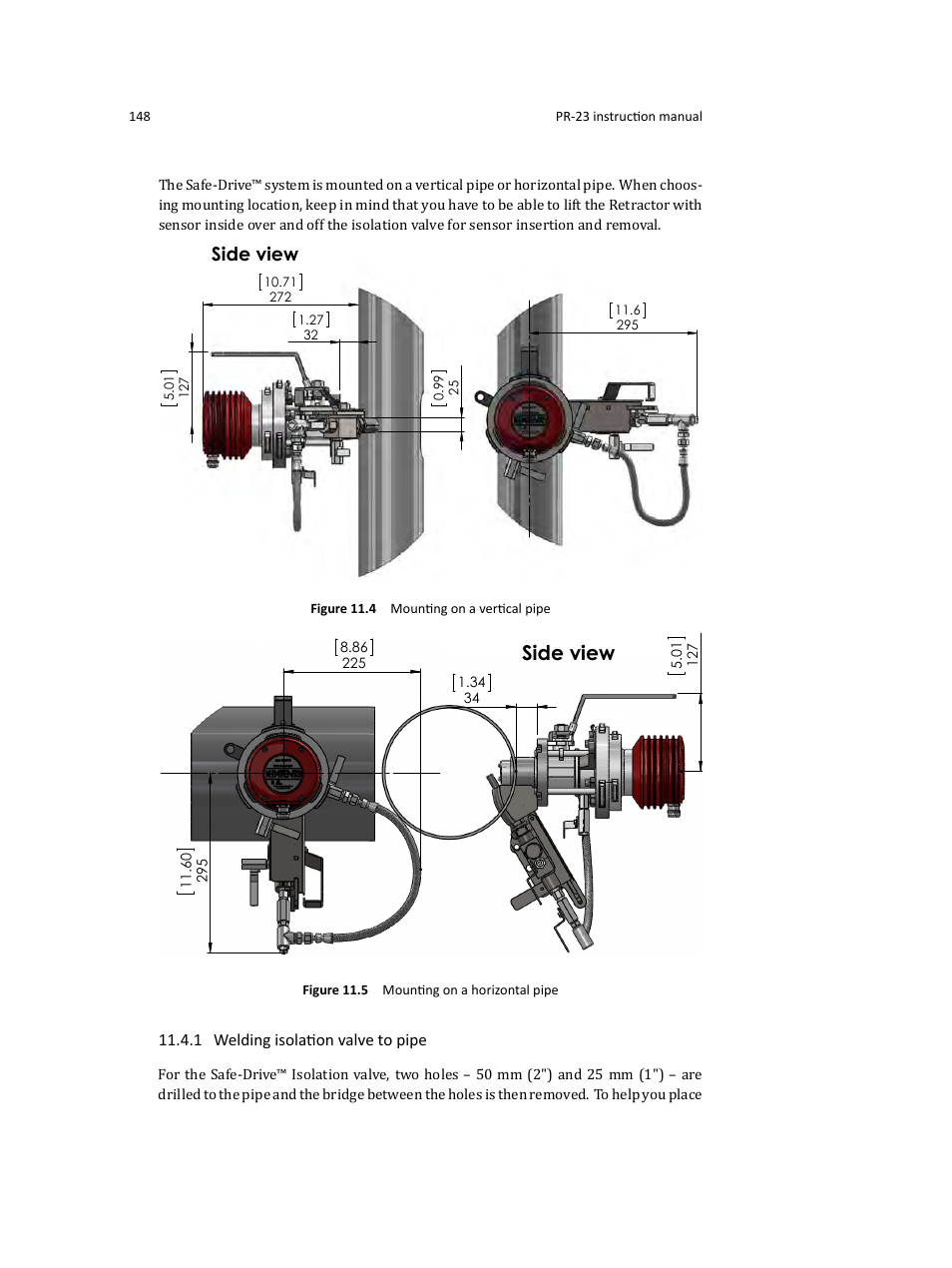 Side view top view, 1 welding isolation valve to pipe | K-Patents PR-23 User Manual | Page 156 / 213