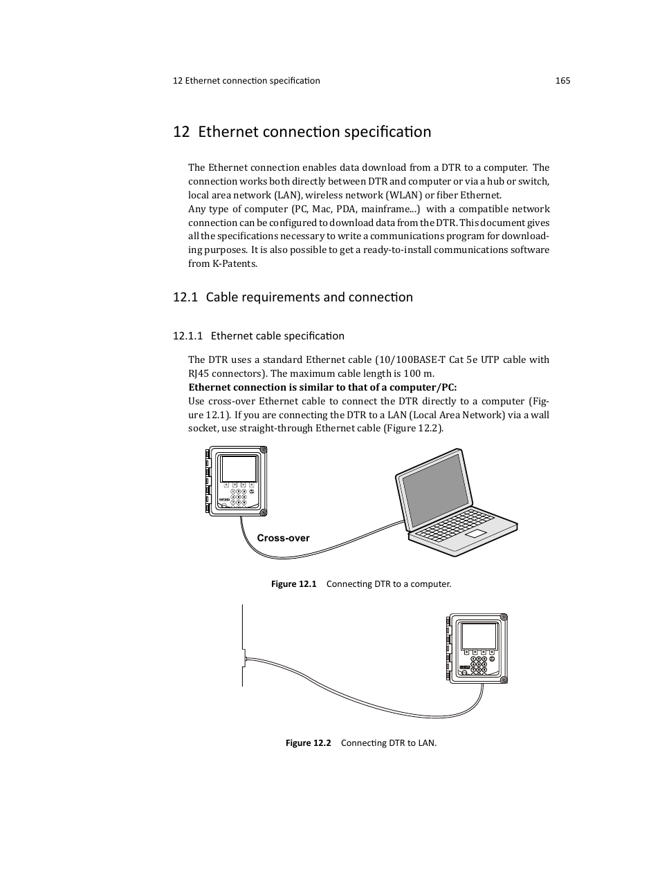 12 ethernet connection speciﬁcation, 1 cable requirements and connection | K-Patents PR-23 User Manual | Page 173 / 213