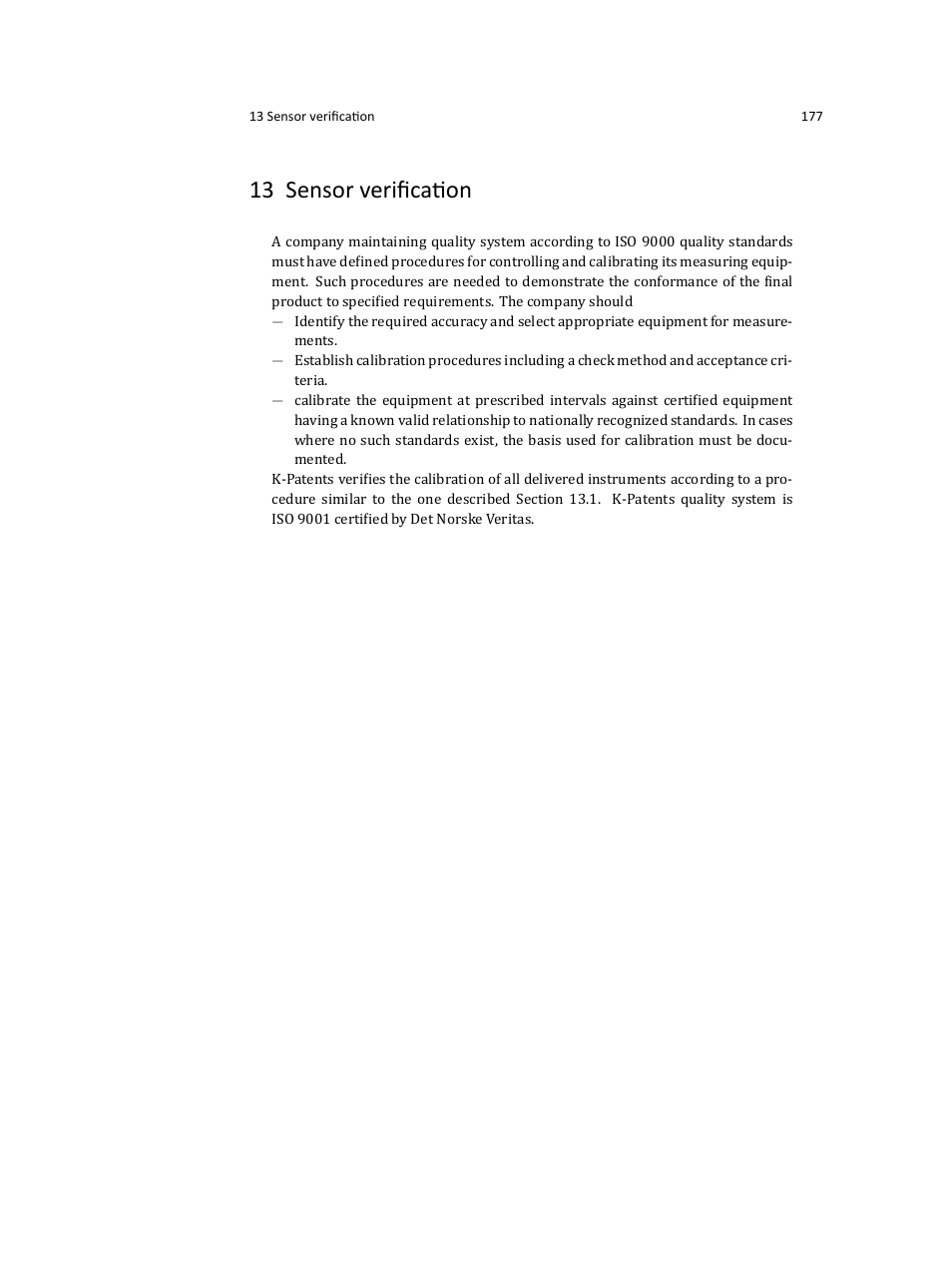 13 sensor veriﬁcation | K-Patents PR-23 User Manual | Page 185 / 213