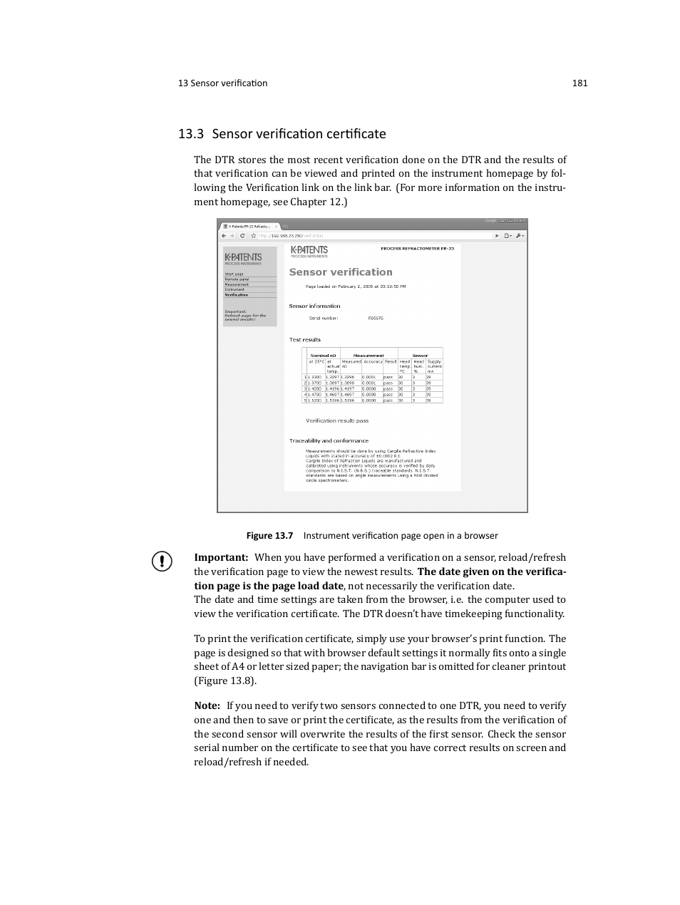 3 sensor veriﬁcation certiﬁcate | K-Patents PR-23 User Manual | Page 189 / 213