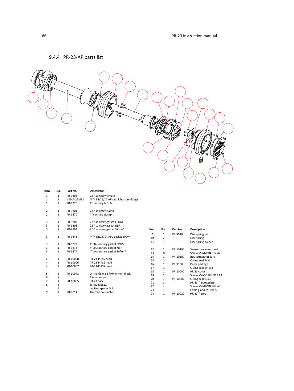4 pr-23-ap parts list | K-Patents PR-23 User Manual | Page 94 / 213