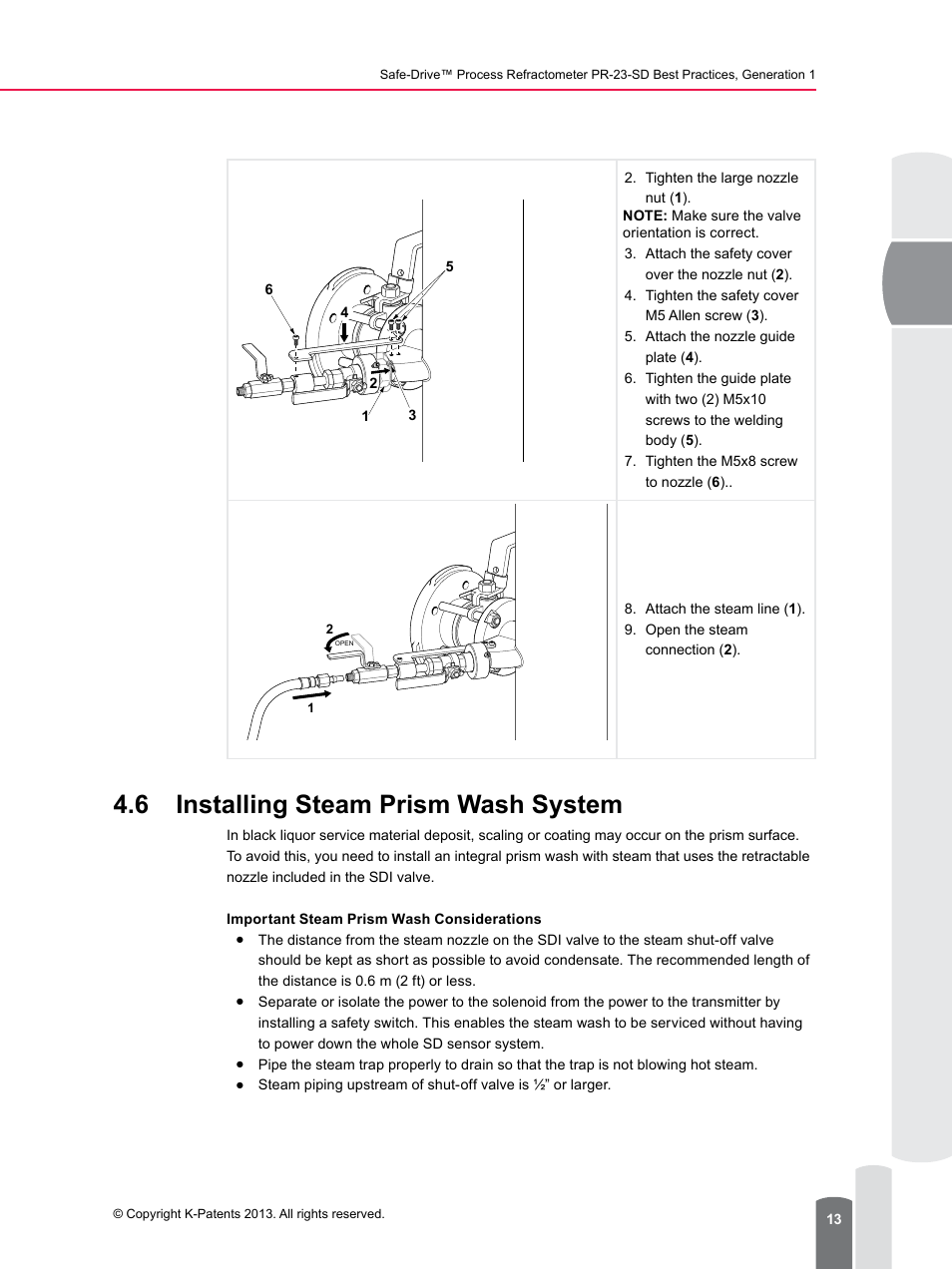 6 installing steam prism wash system | K-Patents PR-23-SD Generation 1 User Manual | Page 13 / 37