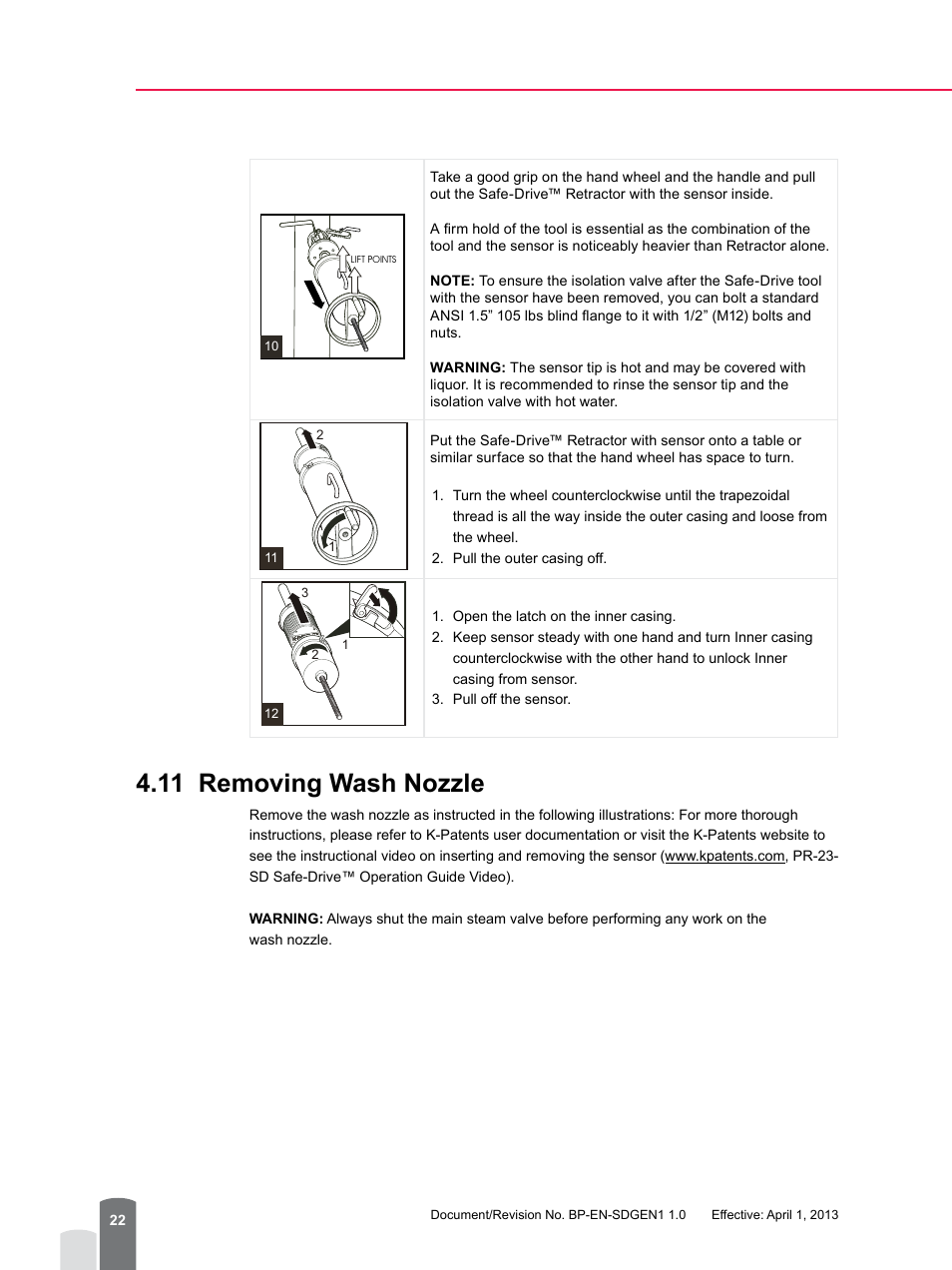 11 removing wash nozzle | K-Patents PR-23-SD Generation 1 User Manual | Page 22 / 37