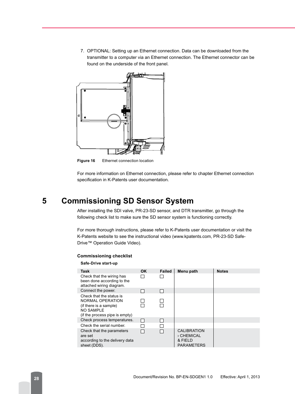 5commissioning sd sensor system | K-Patents PR-23-SD Generation 1 User Manual | Page 28 / 37