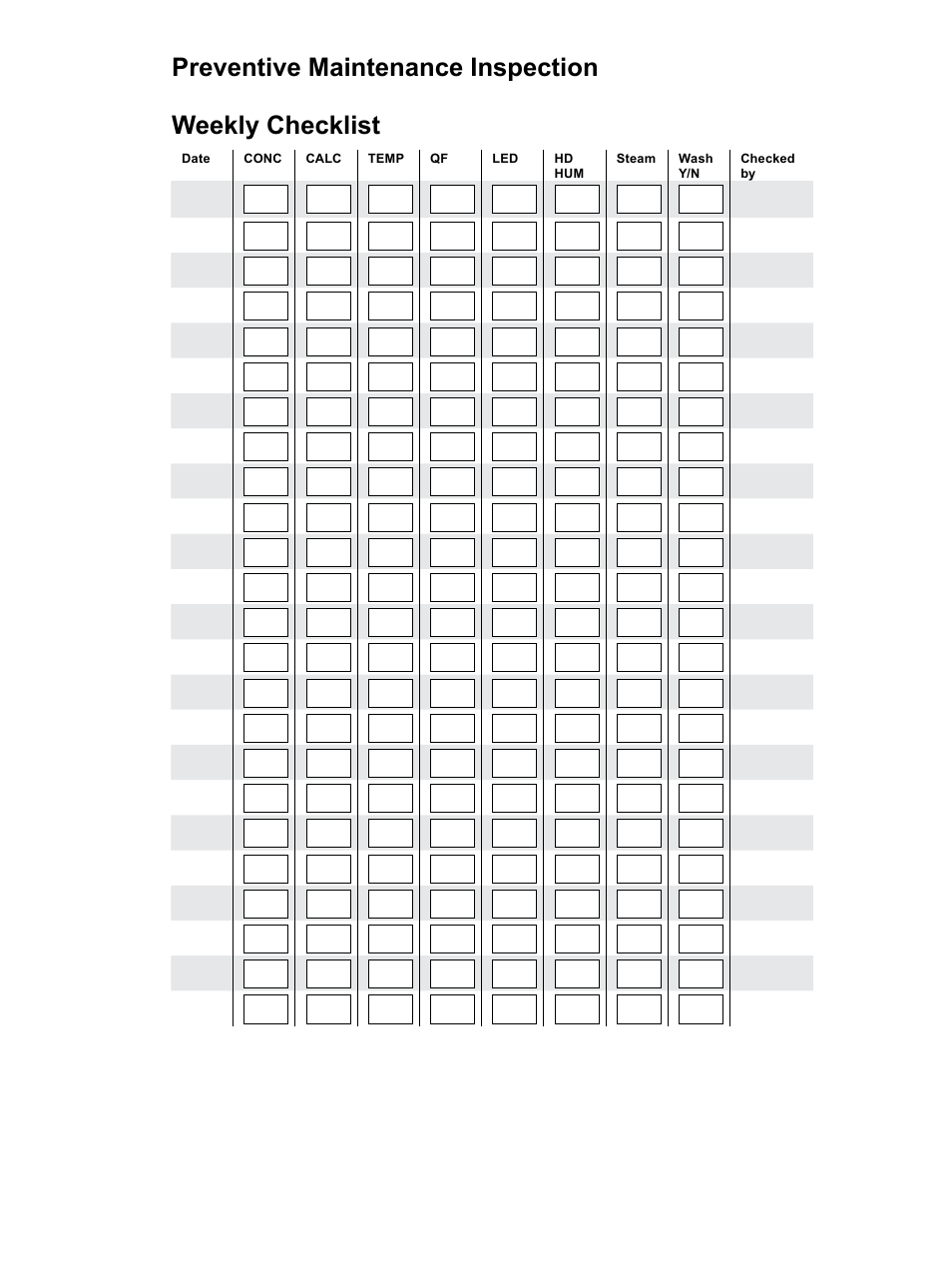 Preventive maintenance inspection weekly checklist | K-Patents PR-23-SD Generation 1 User Manual | Page 34 / 37