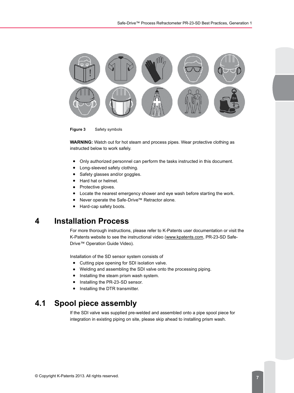 4installation process, 1 spool piece assembly | K-Patents PR-23-SD Generation 1 User Manual | Page 7 / 37