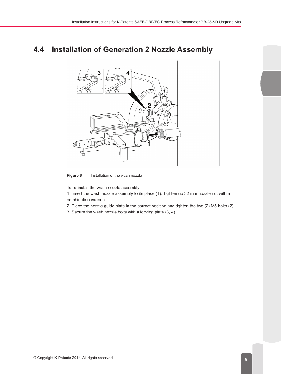 4 installation of generation 2 nozzle assembly | K-Patents SAFE-DRIVE User Manual | Page 9 / 10