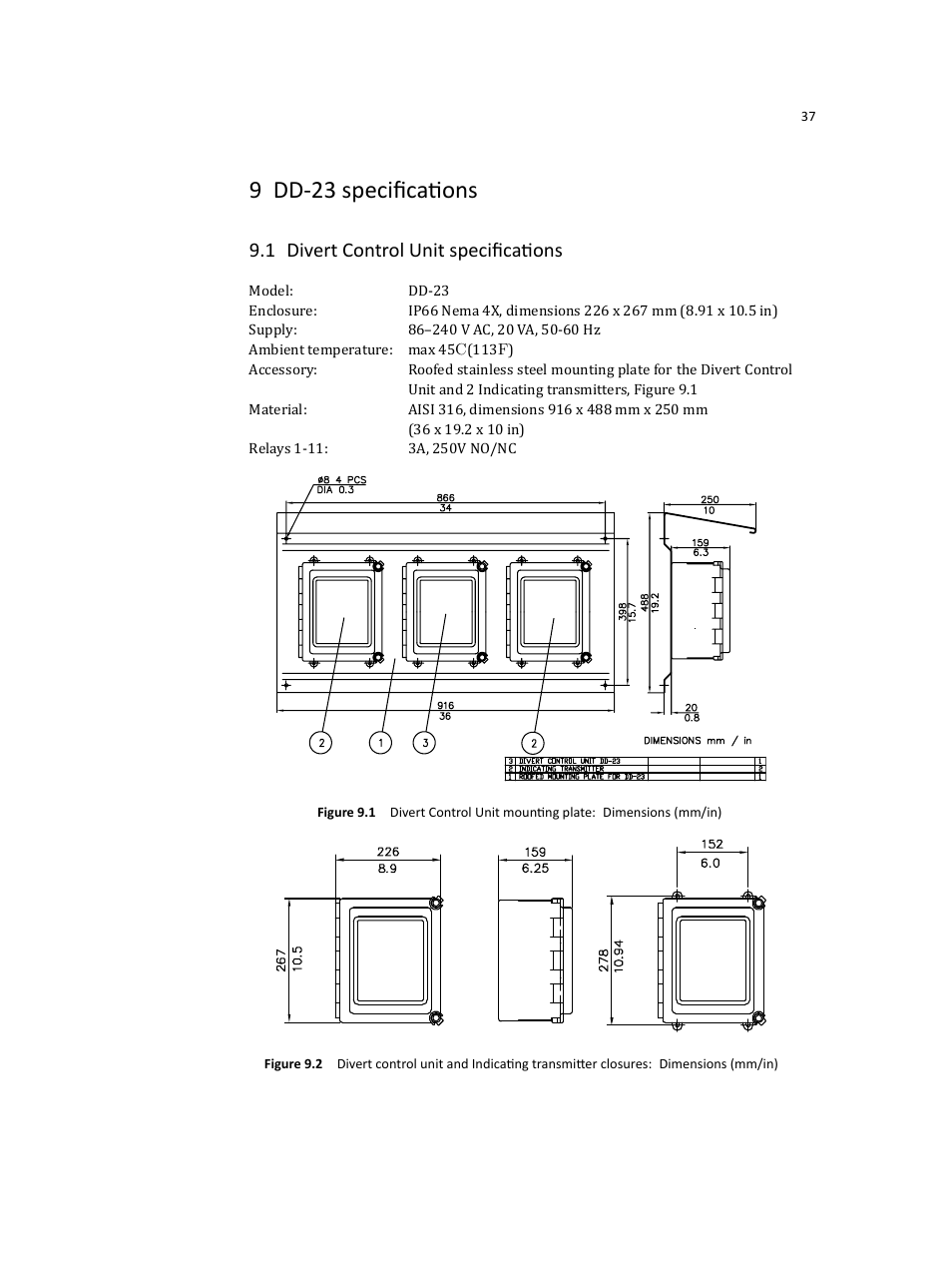 9 dd-23 speciﬁcations, 1 divert control unit speciﬁcations | K-Patents DD-23 User Manual | Page 41 / 50