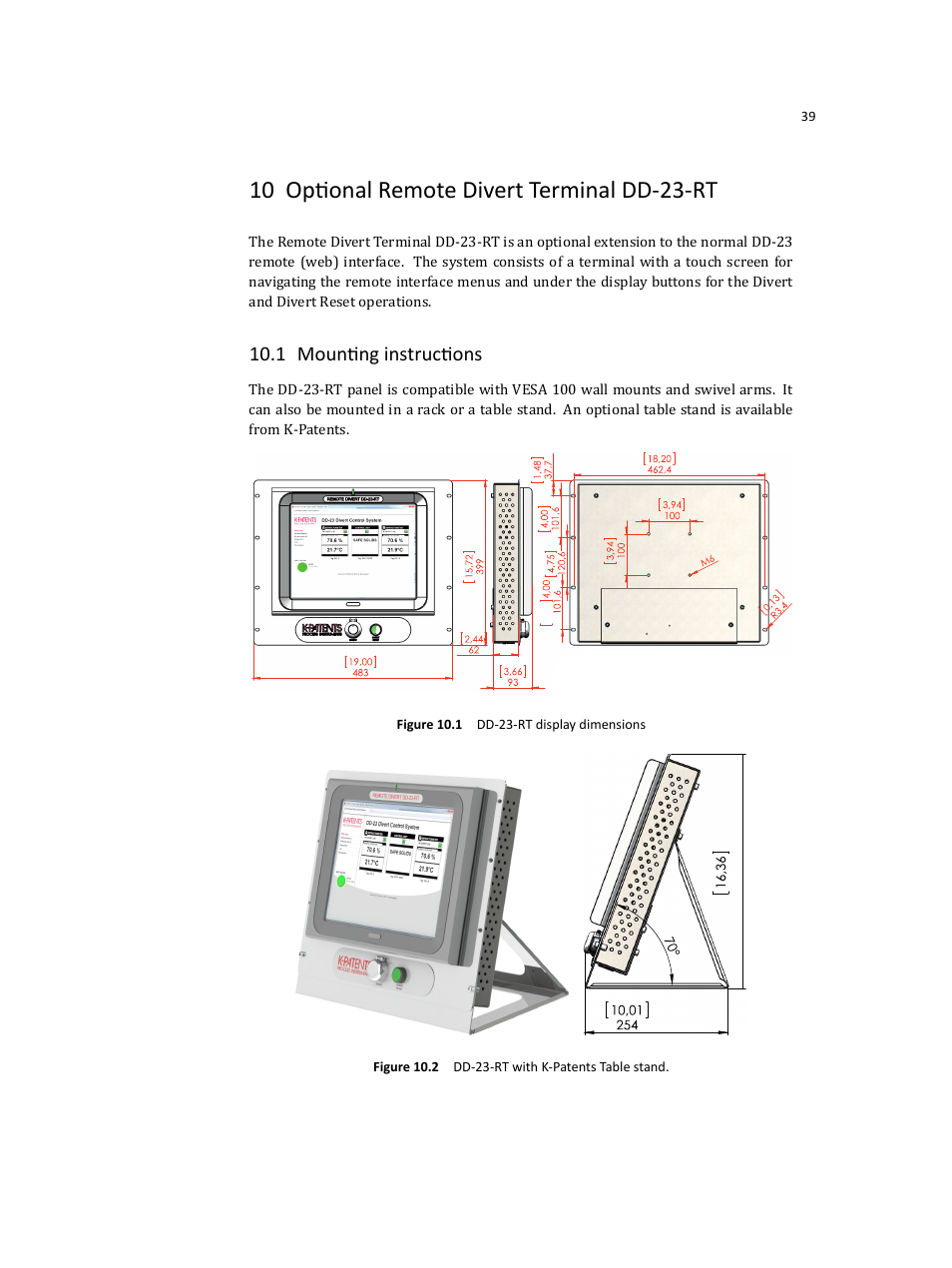 10 optional remote divert terminal dd-23-rt, 1 mounting instructions | K-Patents DD-23 User Manual | Page 43 / 50