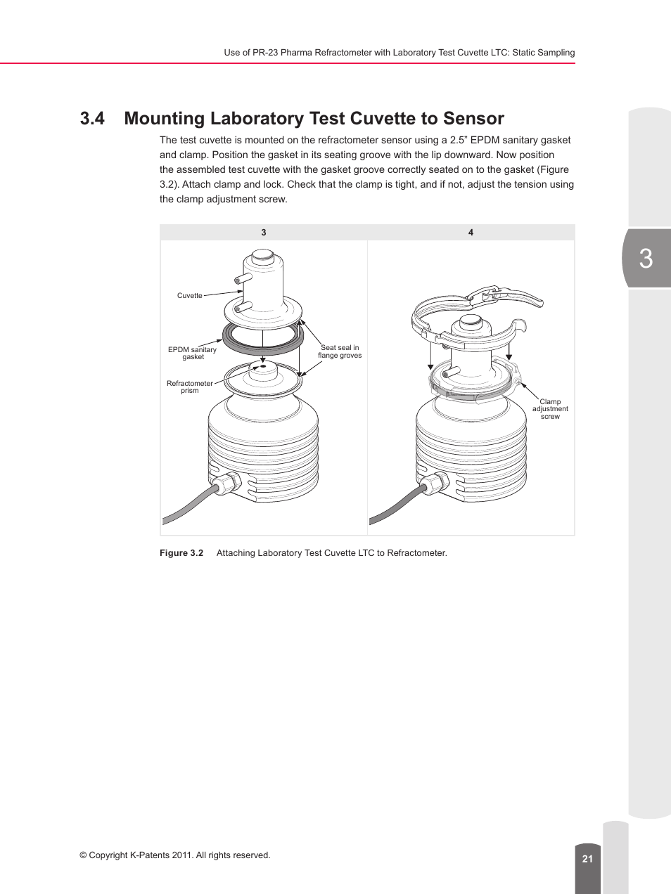 4 mounting laboratory test cuvette to sensor | K-Patents PR-23 for K-Patents User Manual | Page 21 / 62