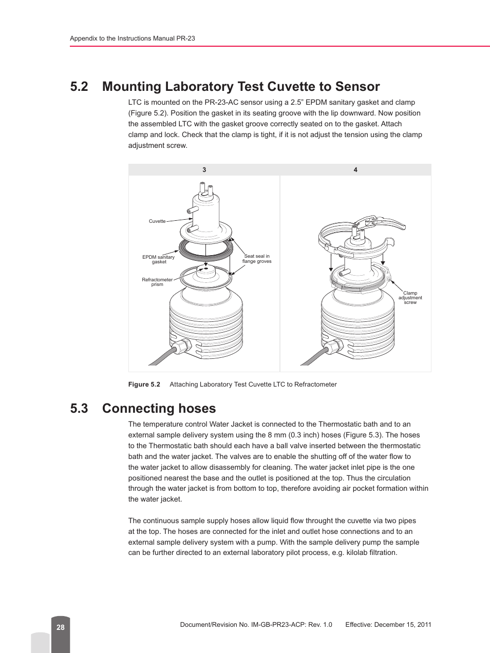 2 mounting laboratory test cuvette to sensor, 3 connecting hoses | K-Patents PR-23 for K-Patents User Manual | Page 28 / 62