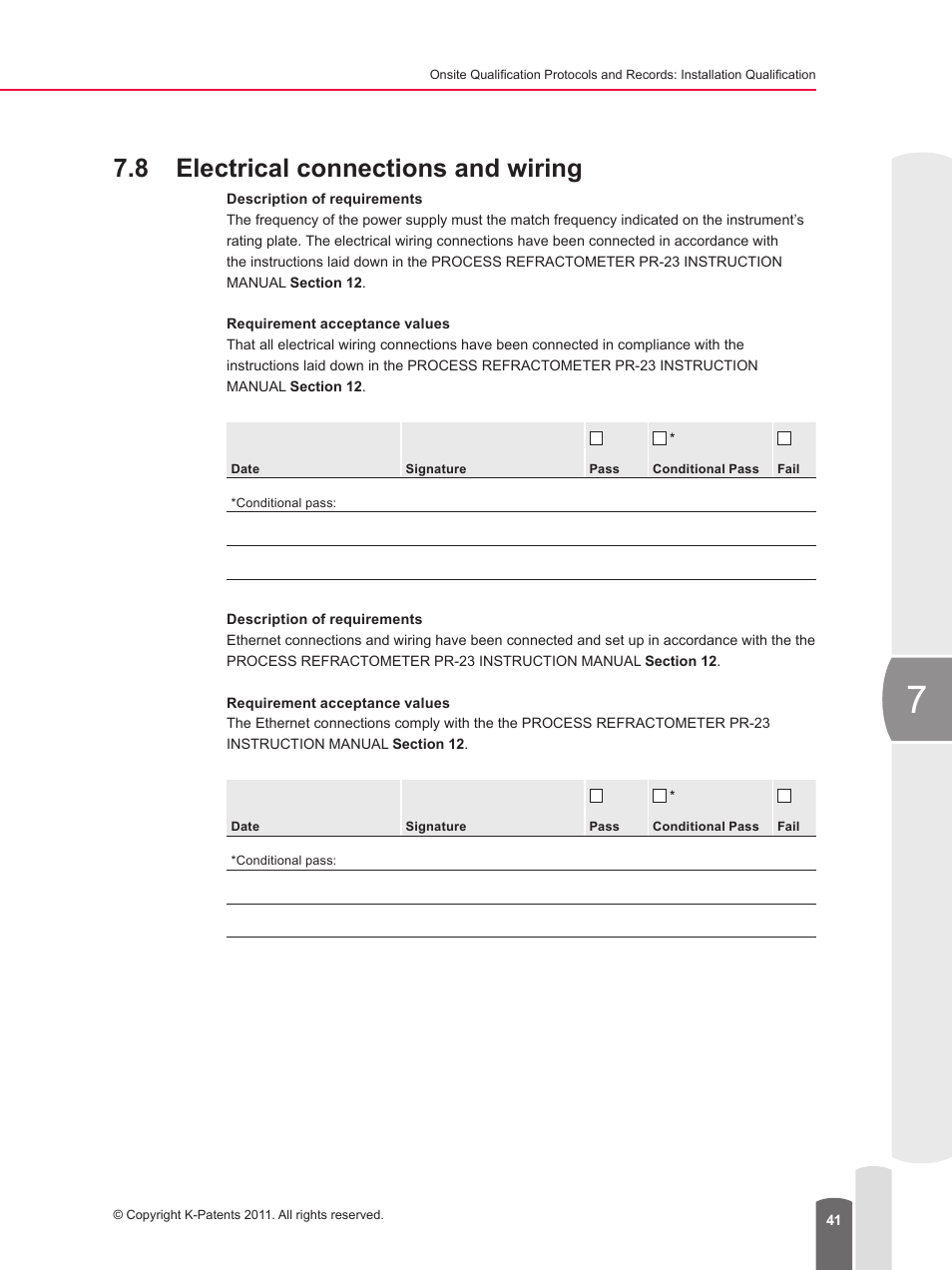 8 electrical connections and wiring | K-Patents PR-23 for K-Patents User Manual | Page 41 / 62