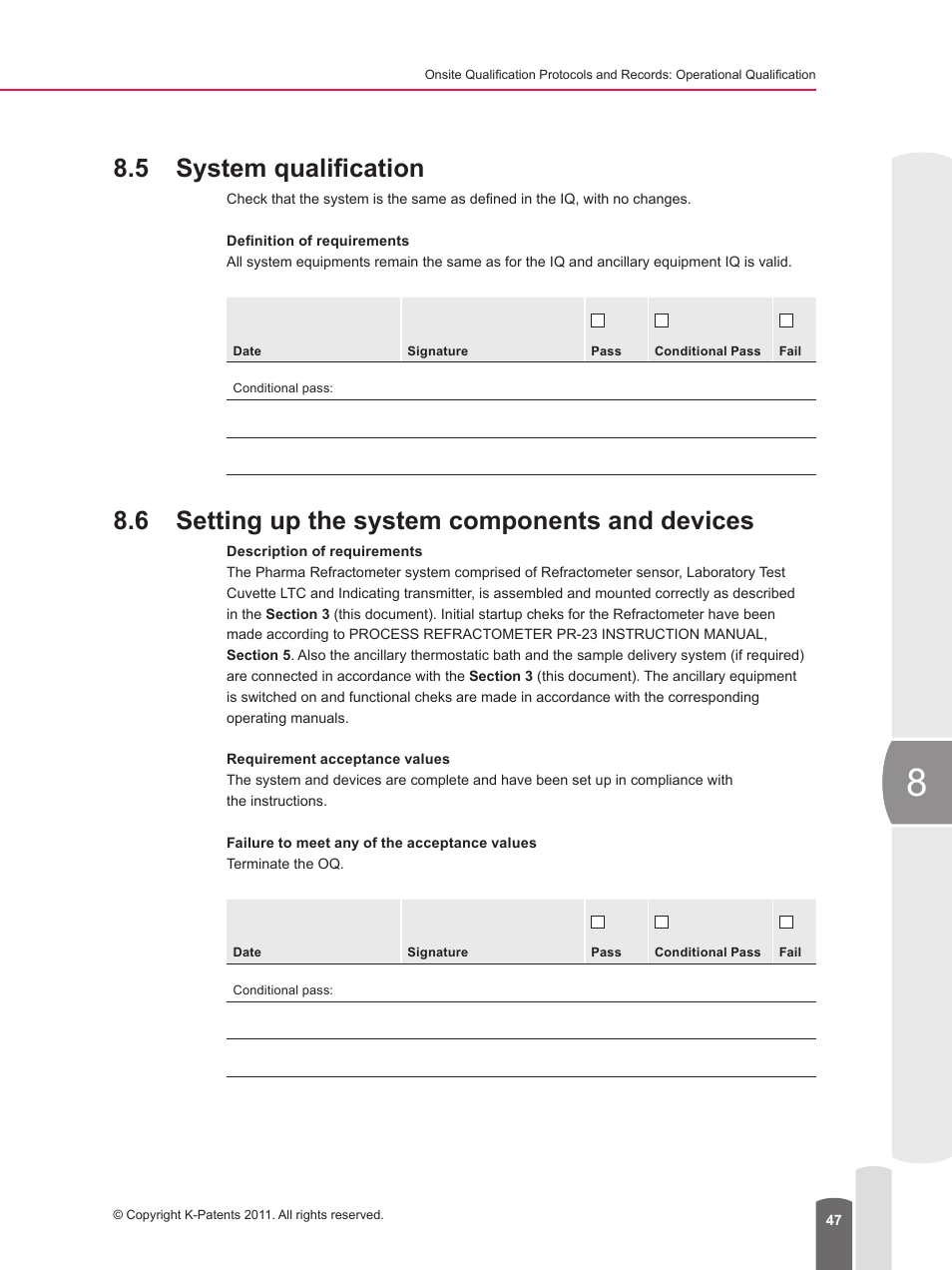 5 system qualification, 6 setting up the system components and devices | K-Patents PR-23 for K-Patents User Manual | Page 47 / 62