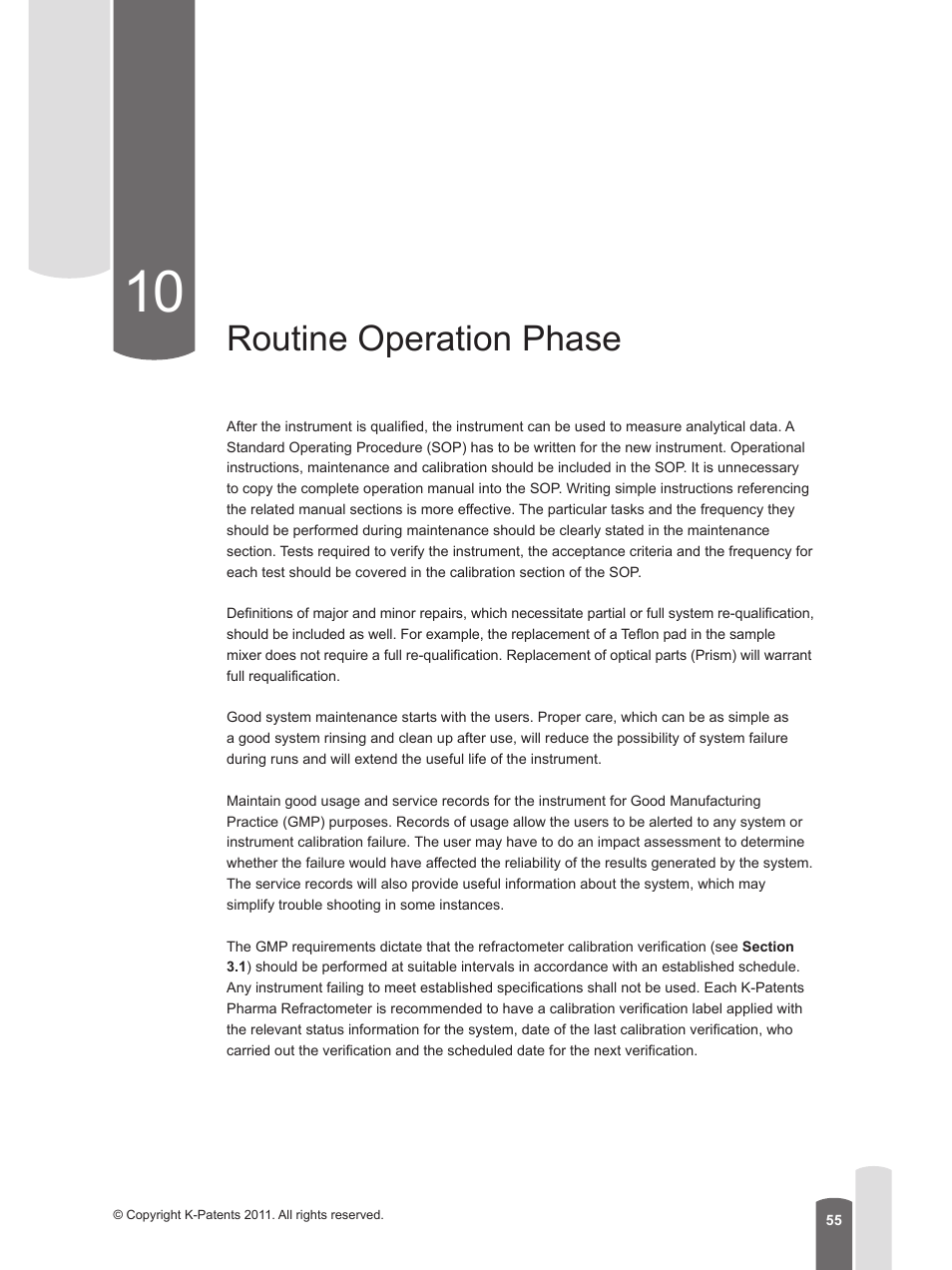 10 routine operation phase, Routine operation phase | K-Patents PR-23 for K-Patents User Manual | Page 55 / 62
