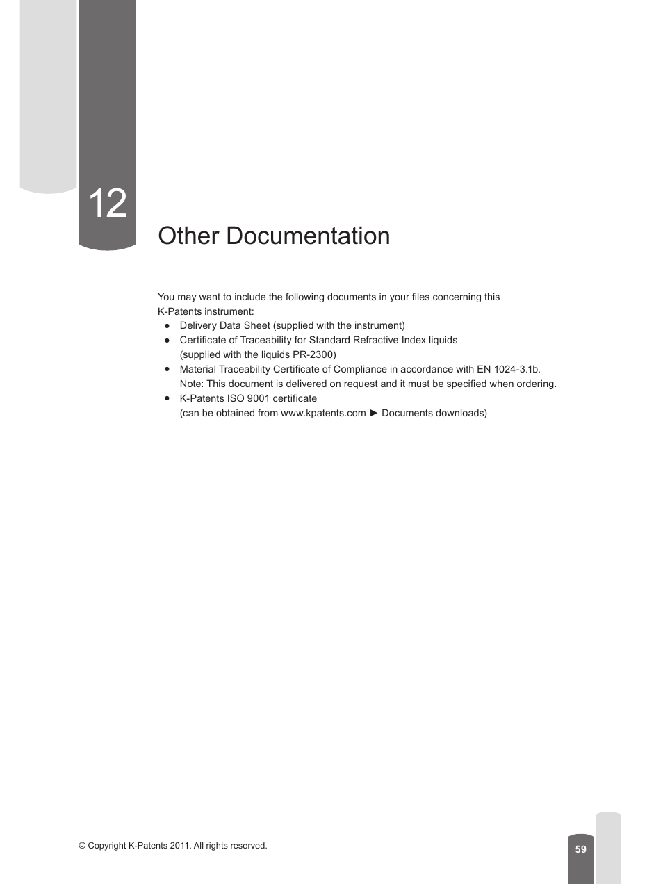 12 other documentation, Other documentation | K-Patents PR-23 for K-Patents User Manual | Page 59 / 62
