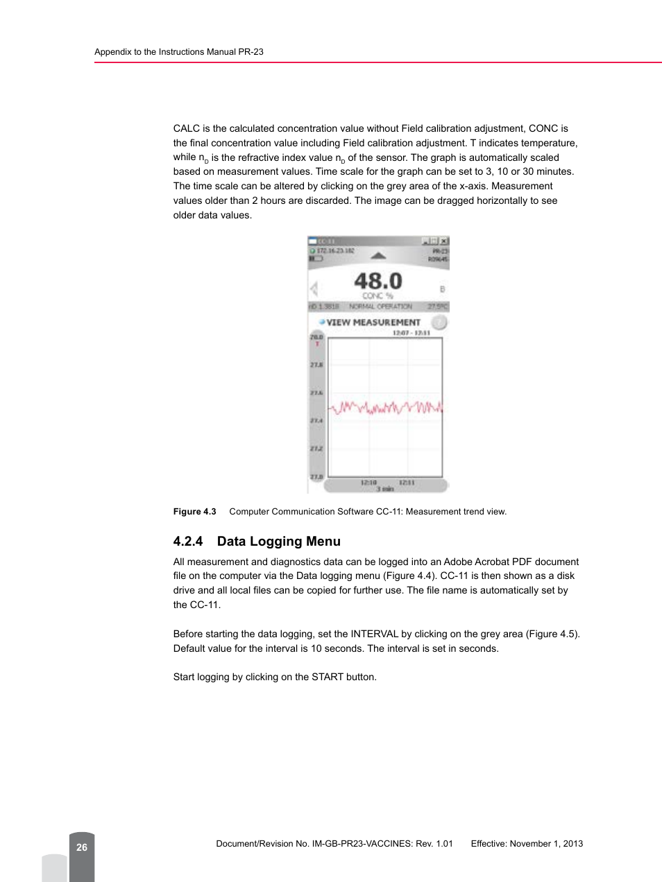 3 data logging menu, 4 data logging menu | K-Patents PR-23 for K-Patents Appendix User Manual | Page 26 / 56
