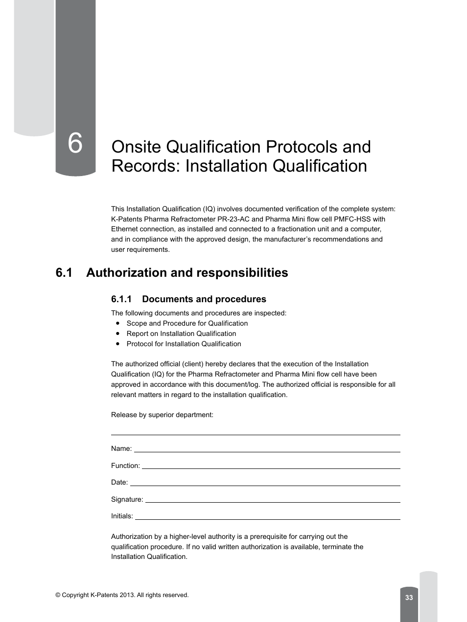 1 authorization and responsibilities, 1 documents and procedures | K-Patents PR-23 for K-Patents Appendix User Manual | Page 33 / 56