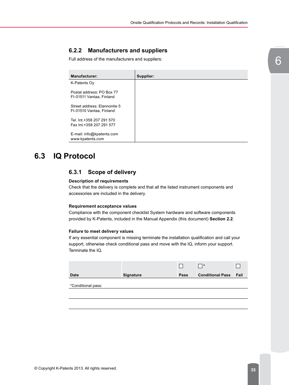 3 iq protocol, 1 scope of delivery, 2 manufacturers and suppliers | K-Patents PR-23 for K-Patents Appendix User Manual | Page 35 / 56