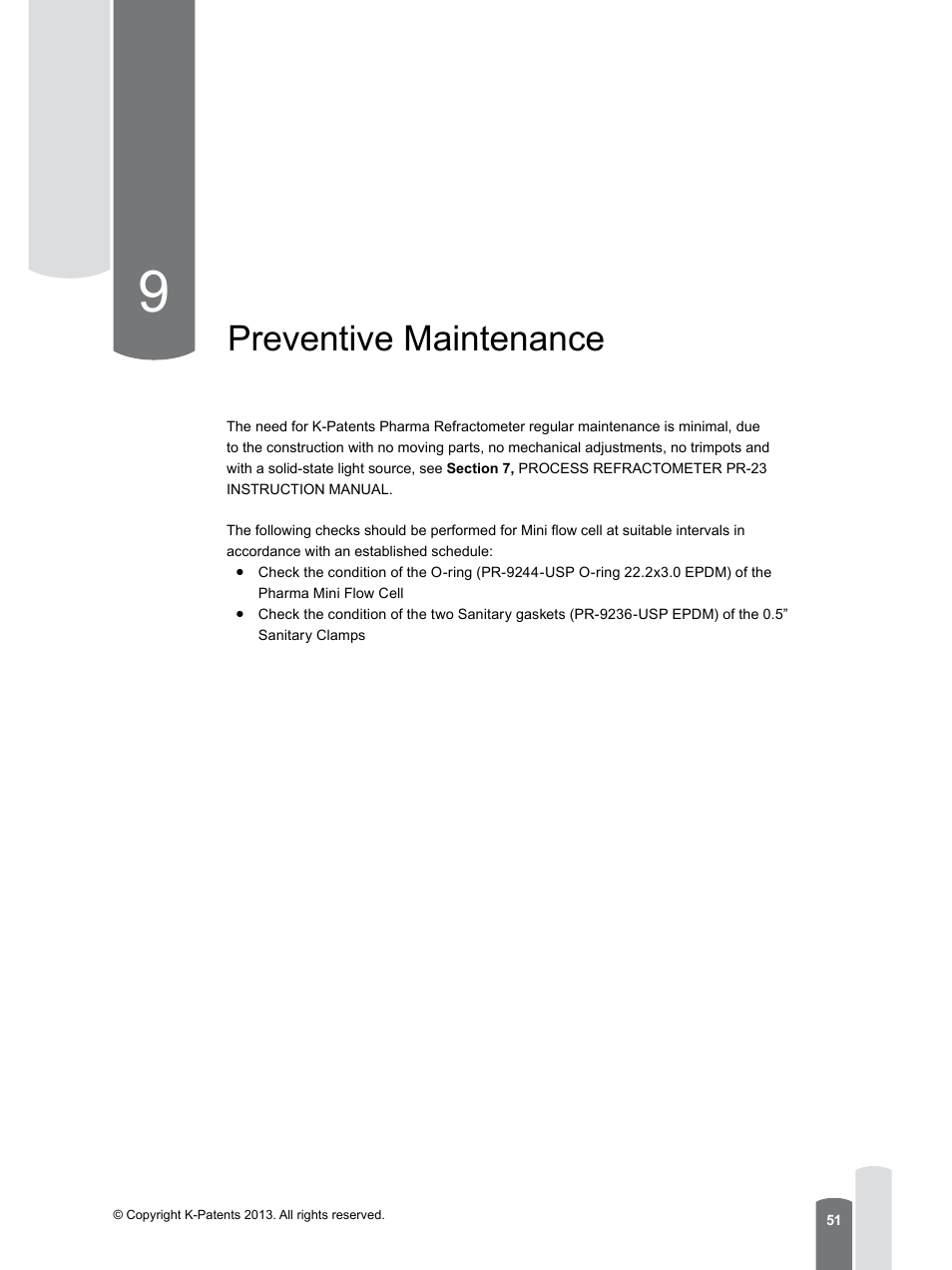 9 preventive maintenance, Preventive maintenance | K-Patents PR-23 for K-Patents Appendix User Manual | Page 51 / 56
