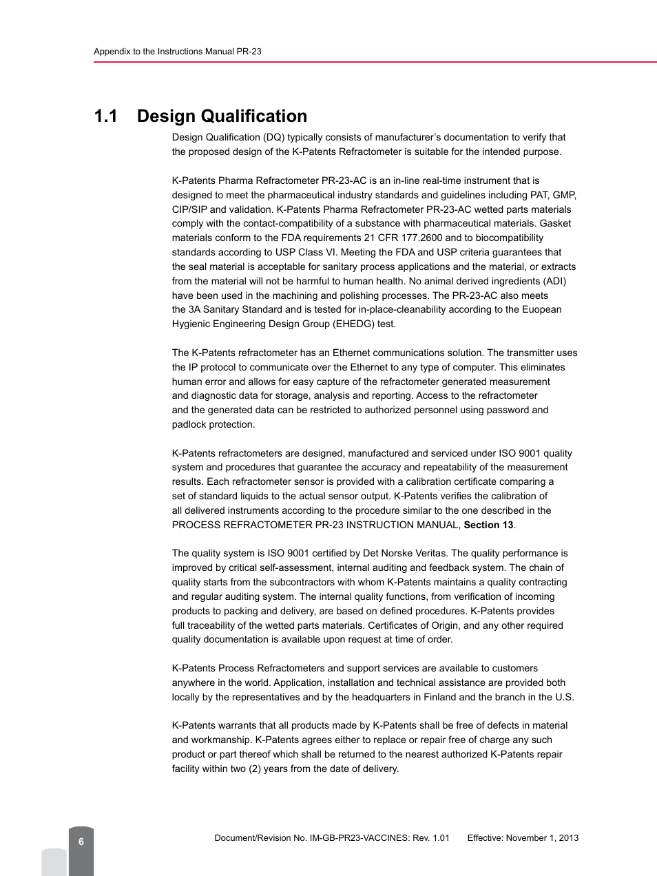 1 design qualification | K-Patents PR-23 for K-Patents Appendix User Manual | Page 6 / 56