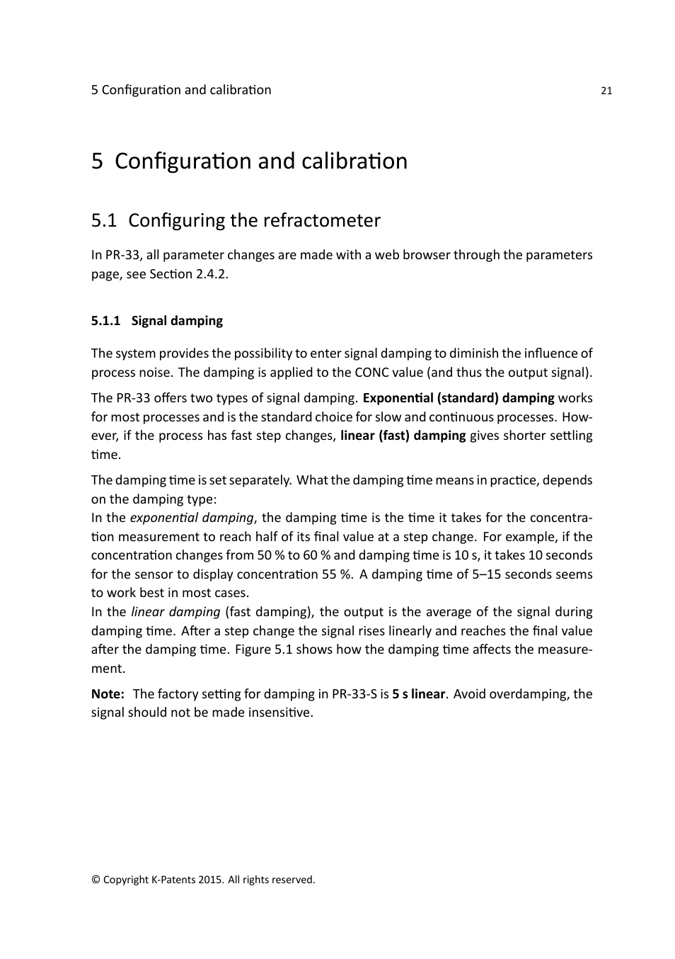 5 conﬁguration and calibration, 1 conﬁguring the refractometer | K-Patents PR-33-S User Manual | Page 25 / 44