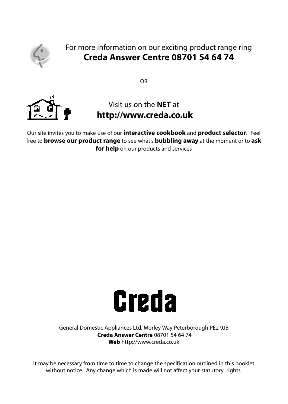 Visit us on the net at | Creda R010E User Manual | Page 2 / 36