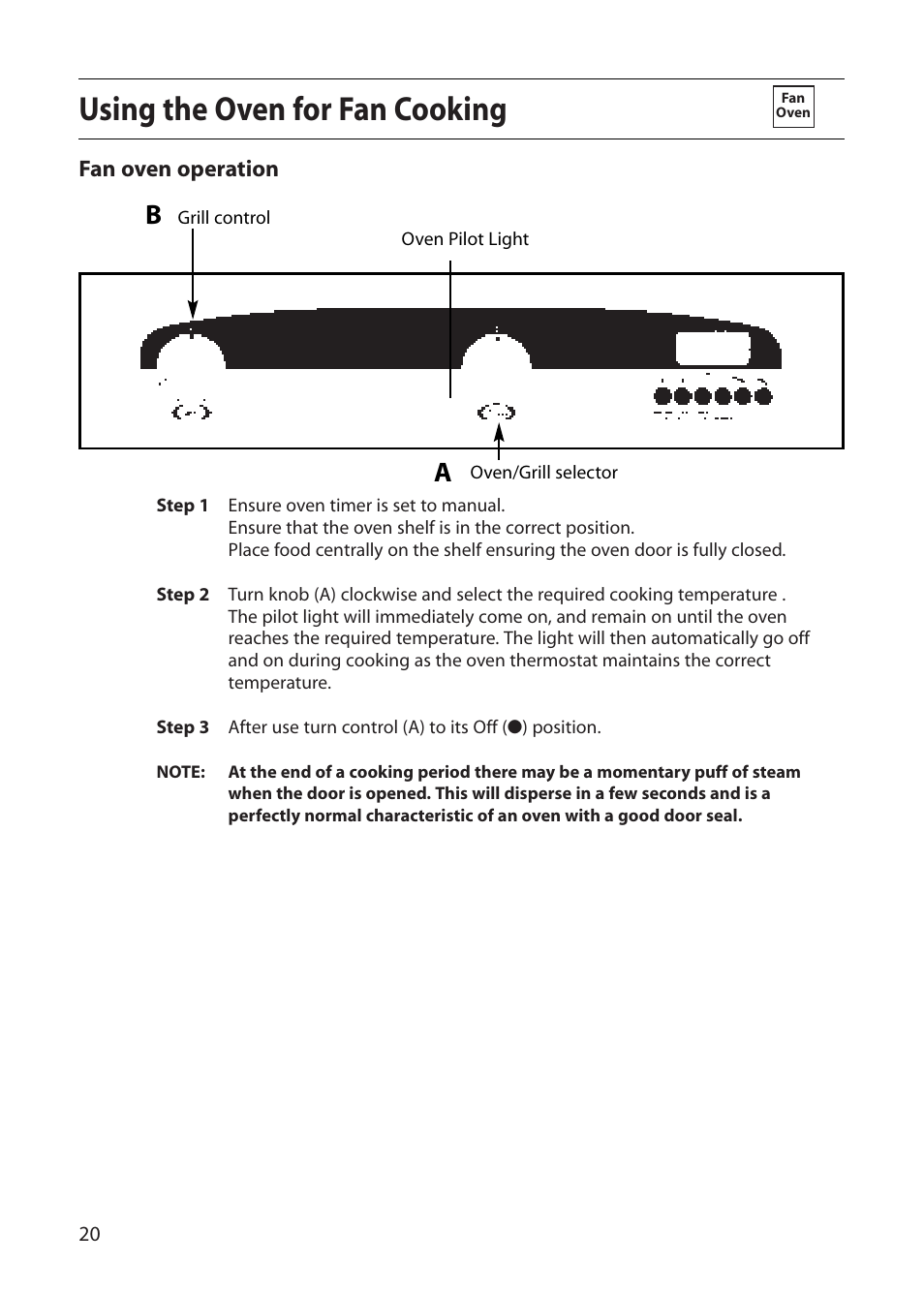 Using the oven for fan cooking | Creda R010E User Manual | Page 20 / 36