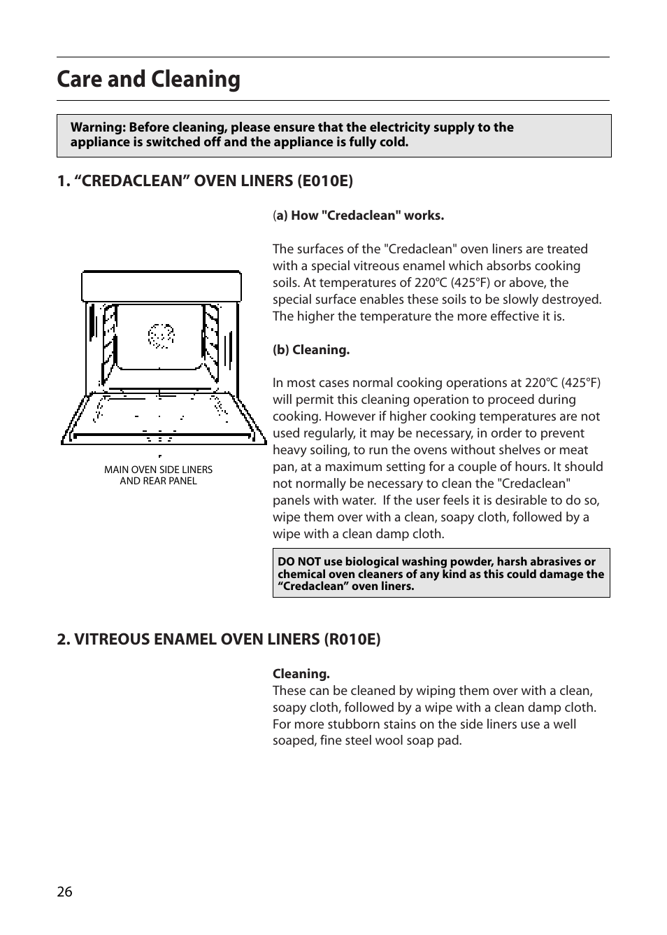 Care and cleaning | Creda R010E User Manual | Page 26 / 36