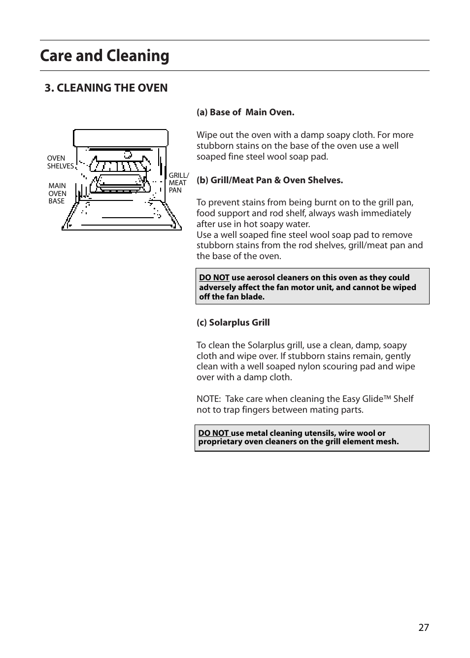 Care and cleaning, Cleaning the oven | Creda R010E User Manual | Page 27 / 36