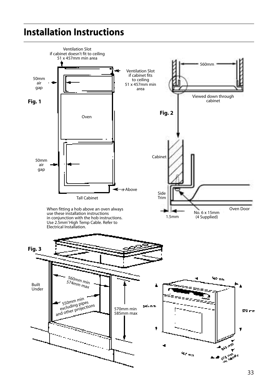 Installation instructions | Creda R010E User Manual | Page 33 / 36
