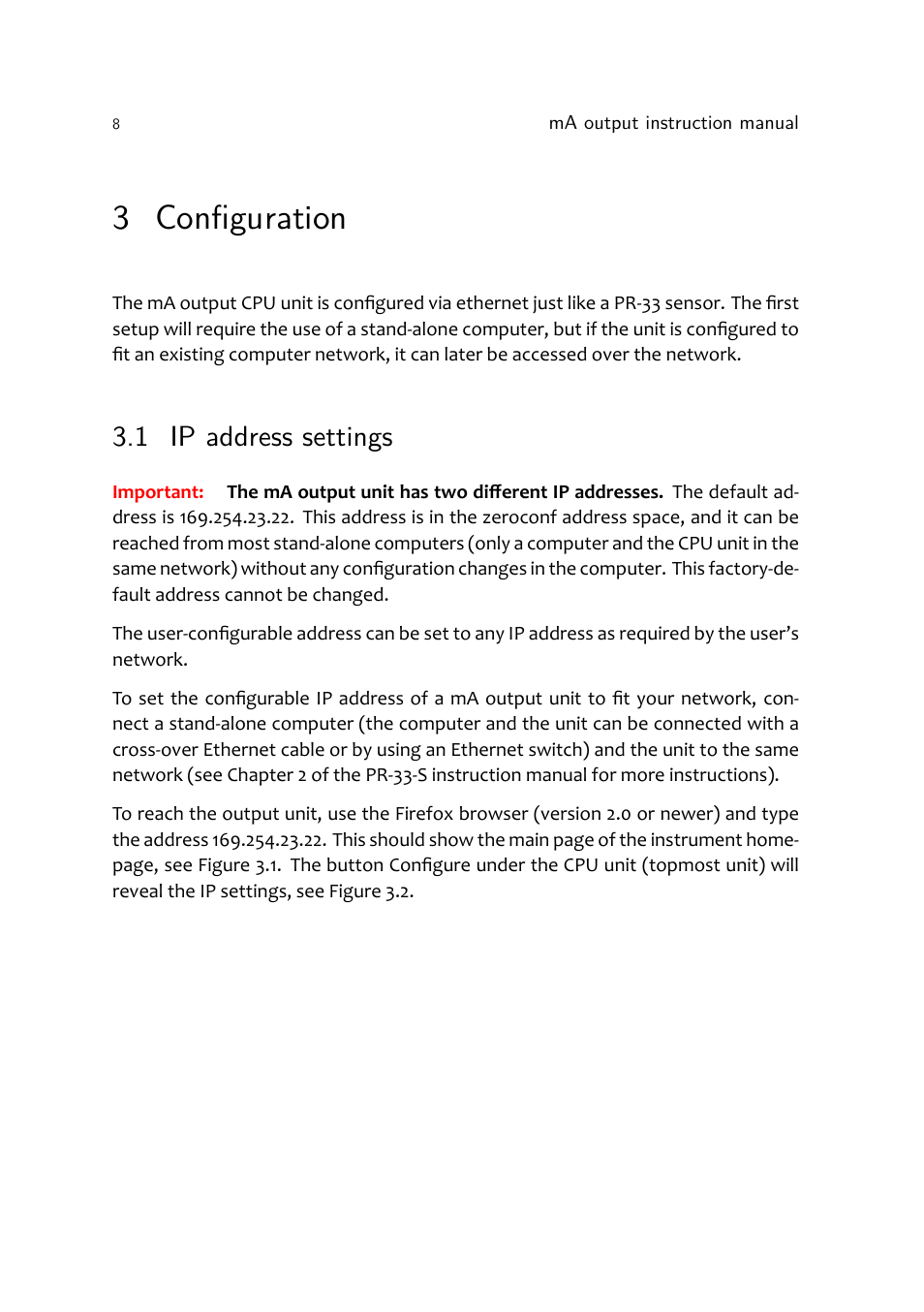 3 conﬁguration, 1 ip address settings | K-Patents mA-Output User Manual | Page 10 / 20