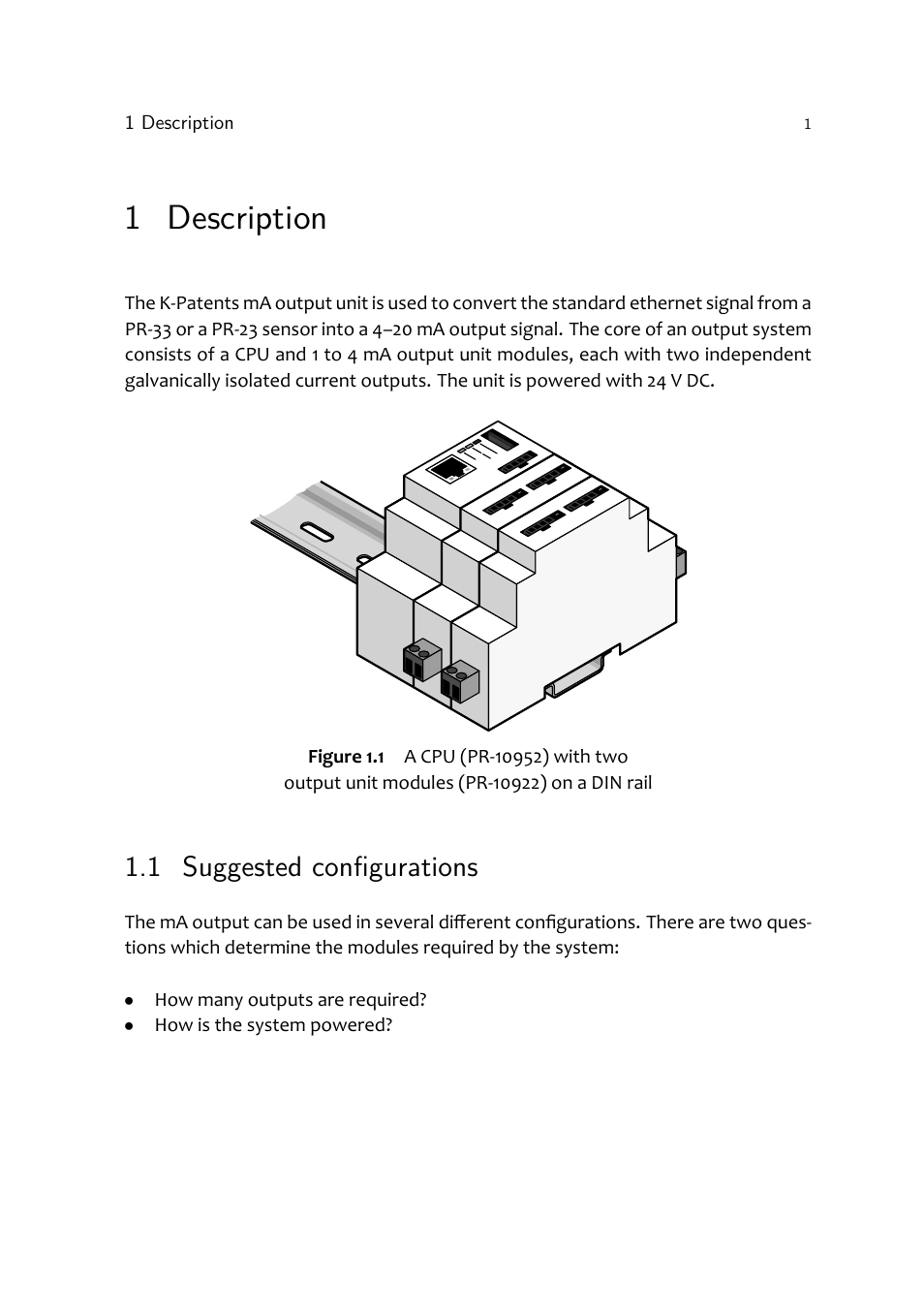 1 description, 1 suggested conﬁgurations | K-Patents mA-Output User Manual | Page 3 / 20