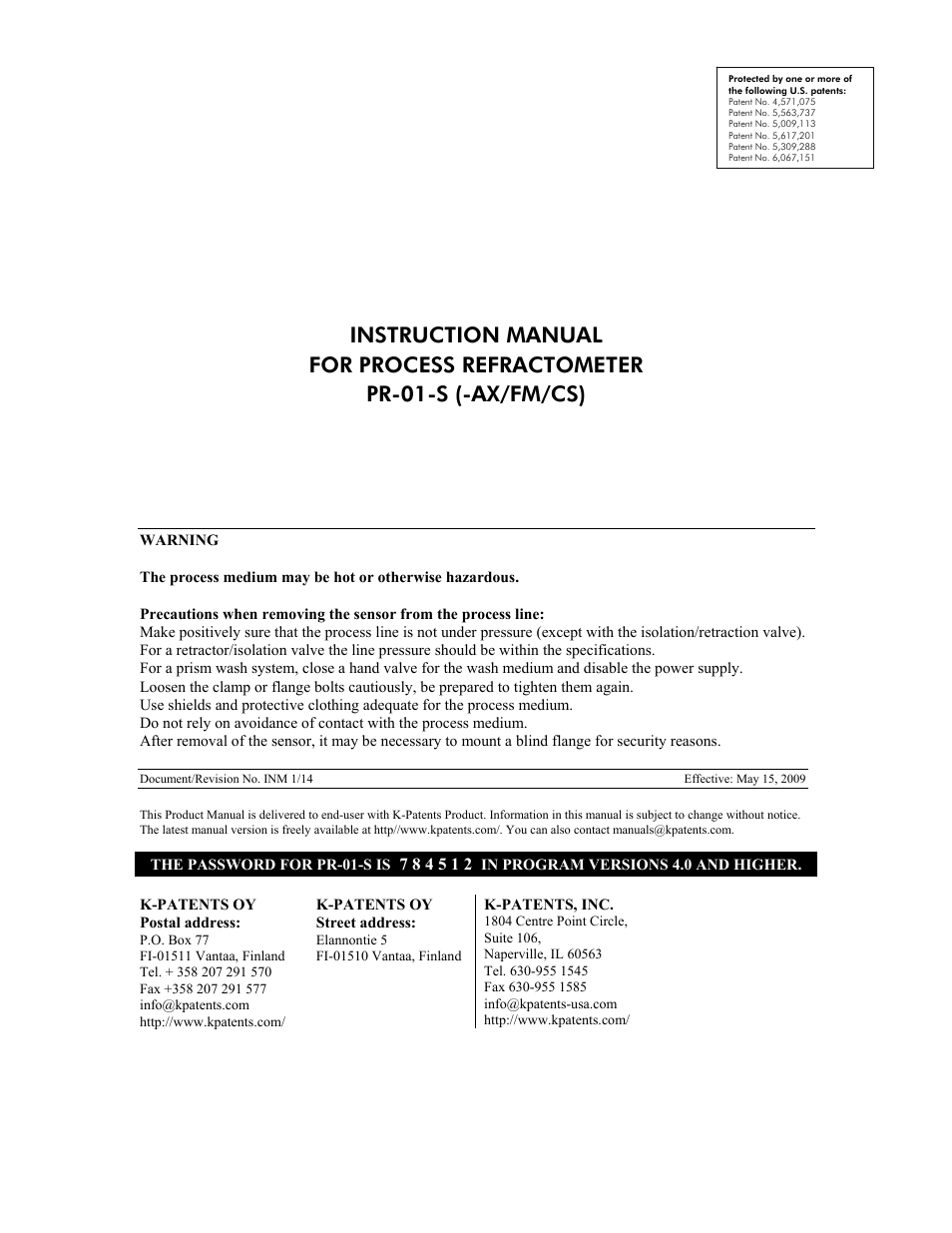 K-Patents PR-01-S User Manual | 107 pages