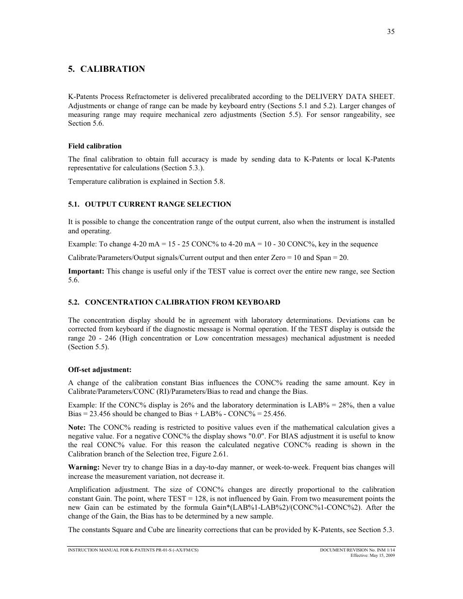 Calibration | K-Patents PR-01-S User Manual | Page 37 / 107