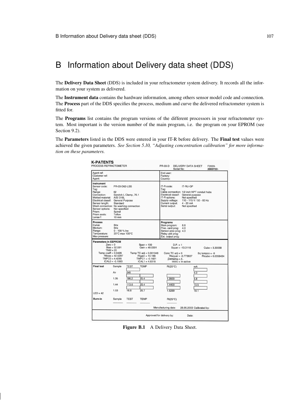 B information about delivery data sheet (dds) | K-Patents PR-03 User Manual | Page 113 / 123