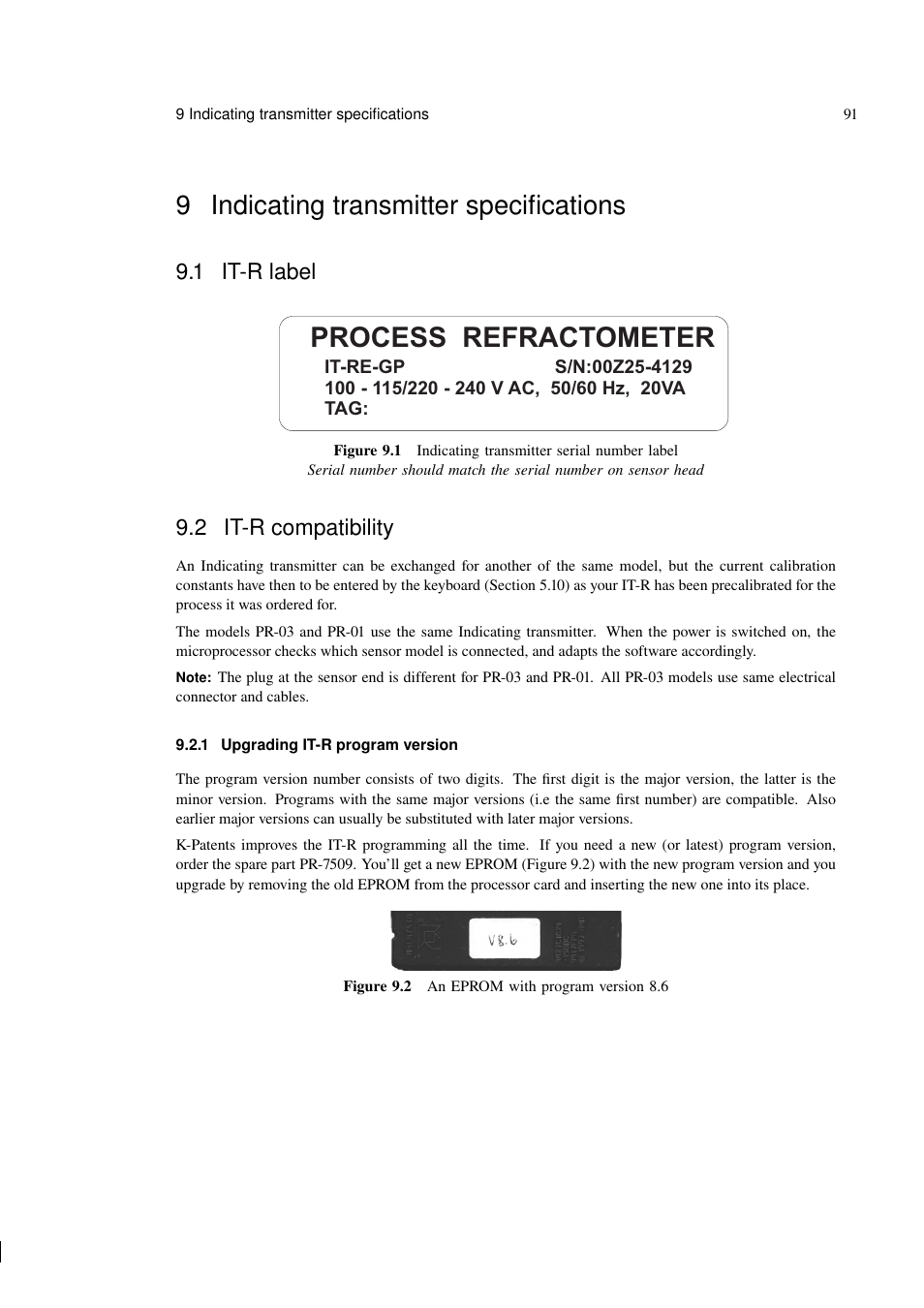 Process refractometer, 9 indicating transmitter specifications, 1 it-r label | 2 it-r compatibility | K-Patents PR-03 User Manual | Page 97 / 123