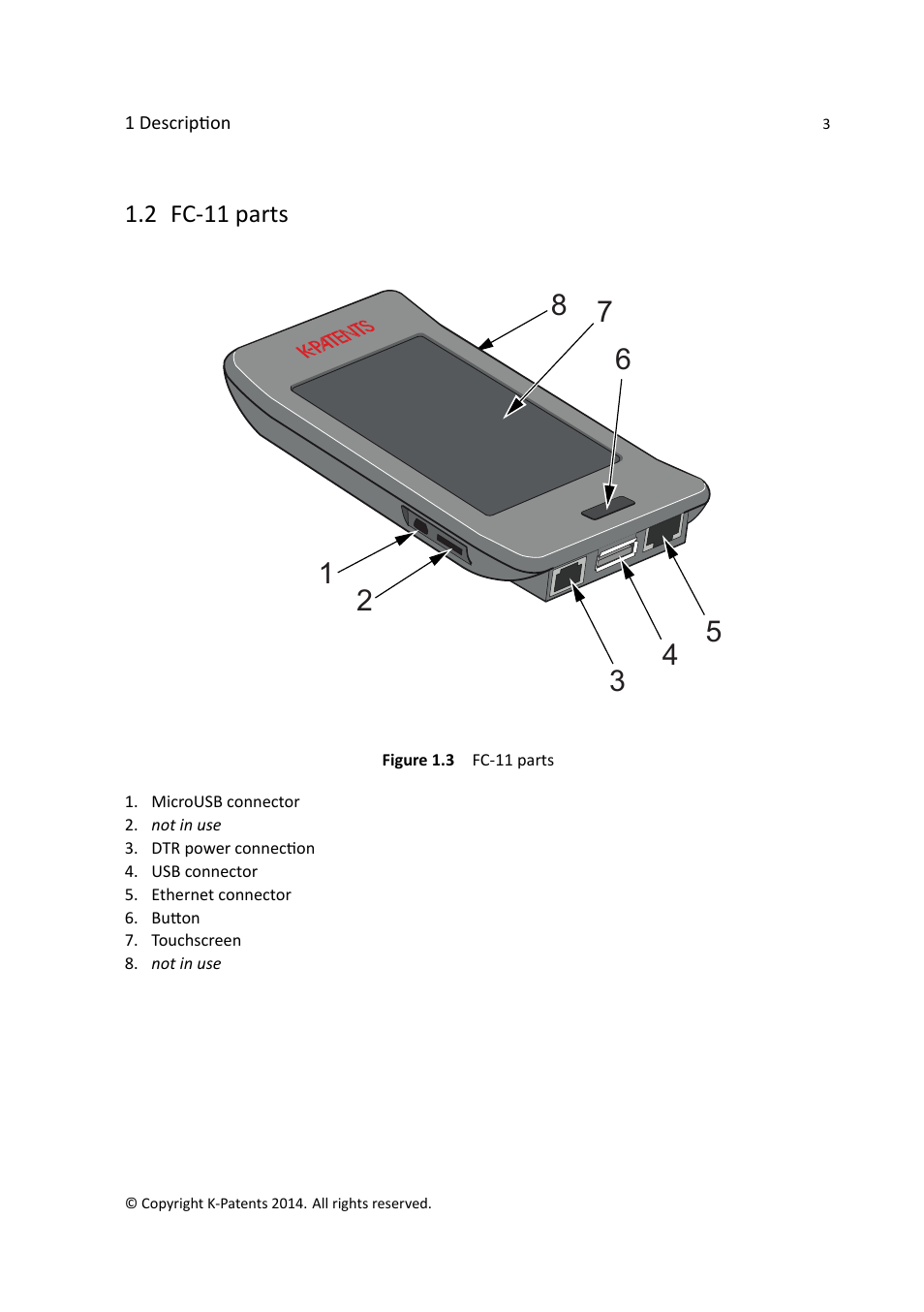 2 fc-11 parts, 1 description | K-Patents FC-11 User Manual | Page 7 / 24