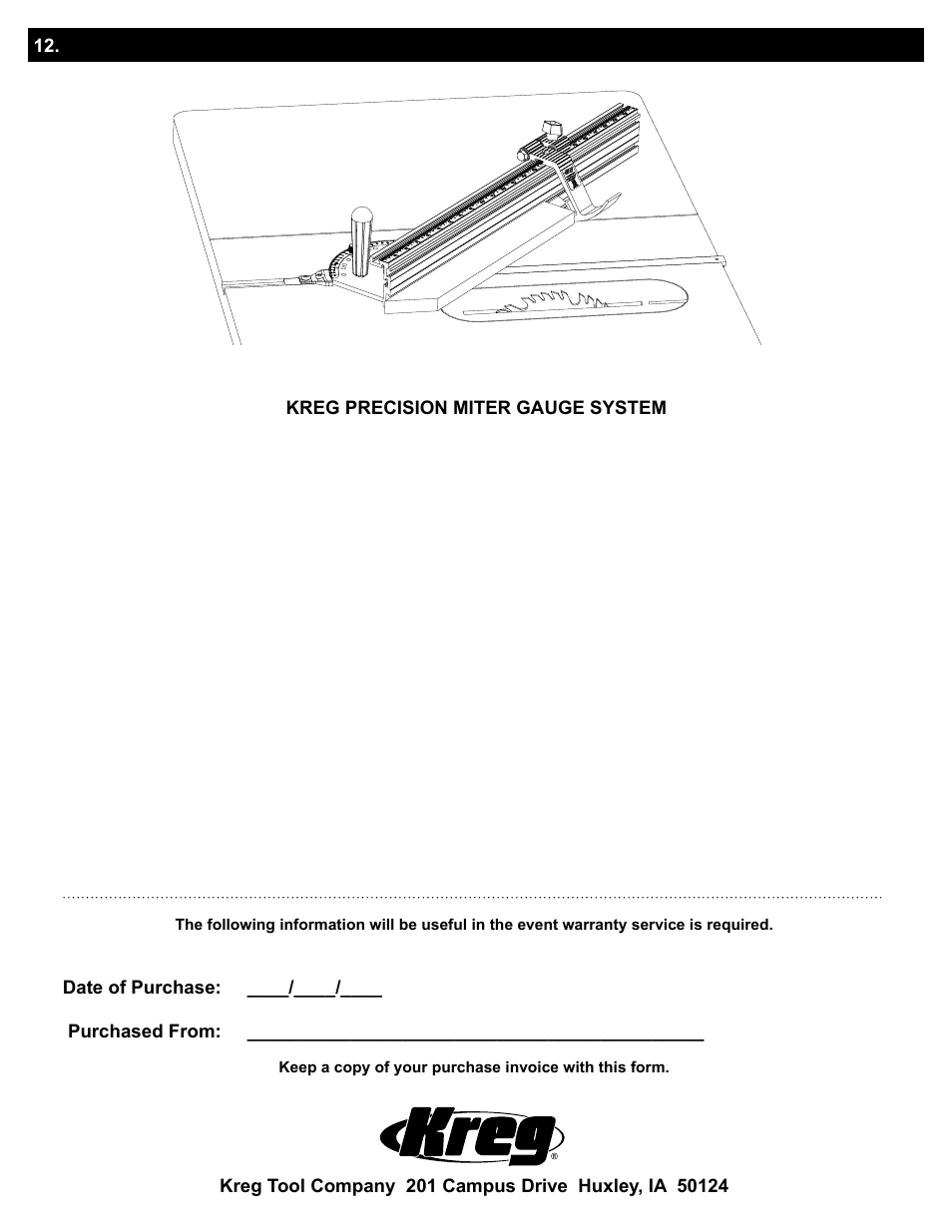 Warranty | Kreg Precision Miter Gauge System User Manual | Page 12 / 36