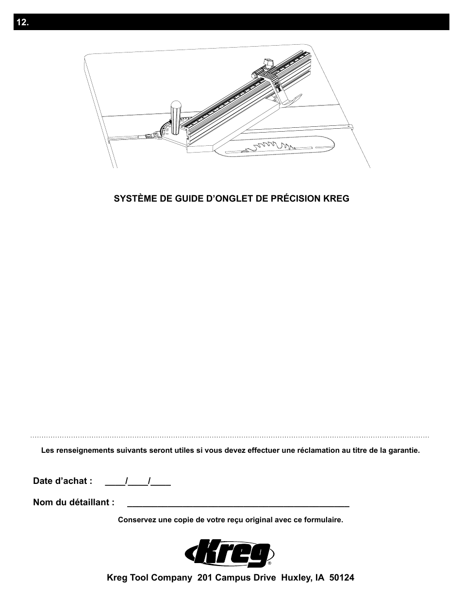 Garantie | Kreg Precision Miter Gauge System User Manual | Page 24 / 36