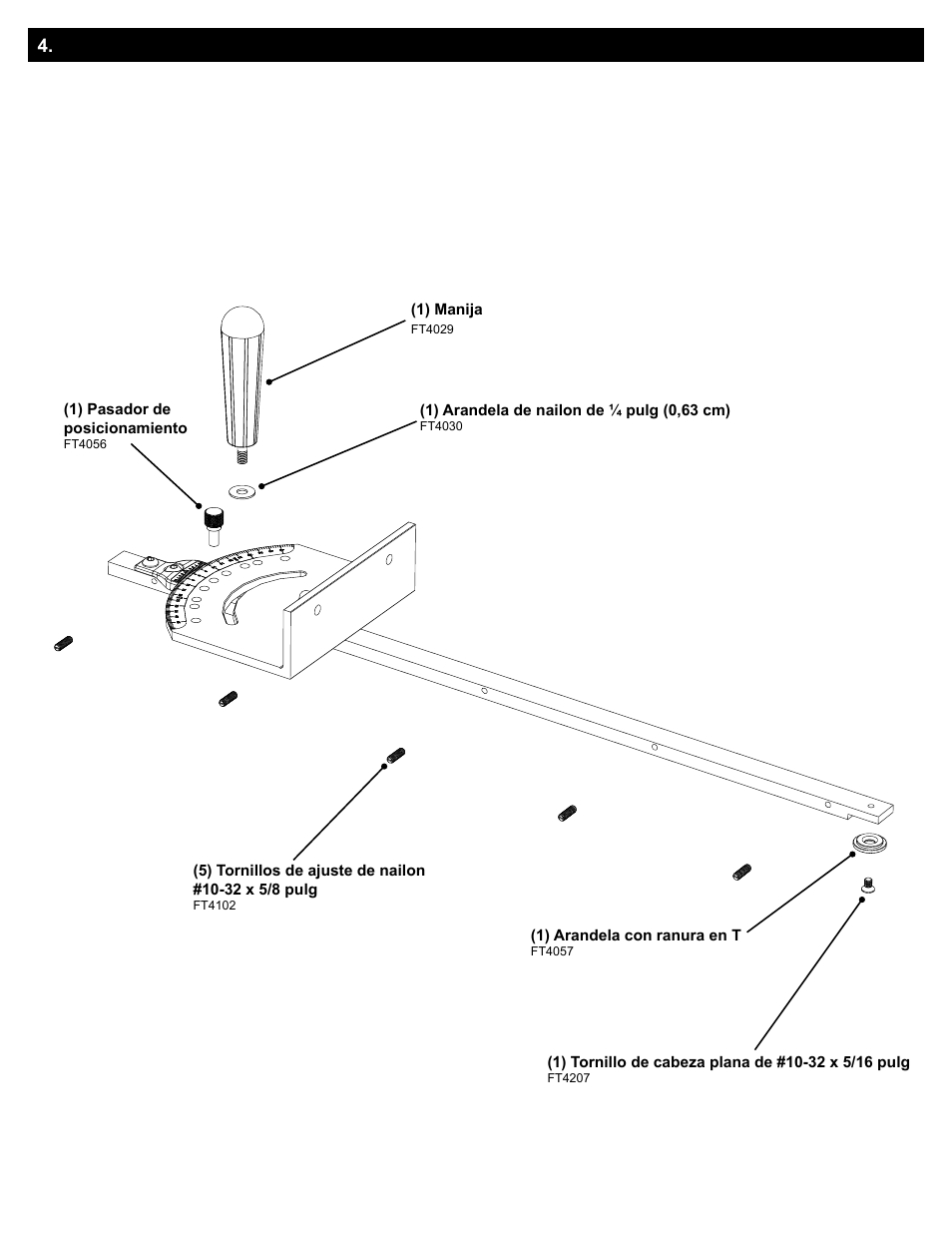 Diagrama de las piezas del cartabón de inglete, Ensamble - cartabón de inglete | Kreg Precision Miter Gauge System User Manual | Page 28 / 36