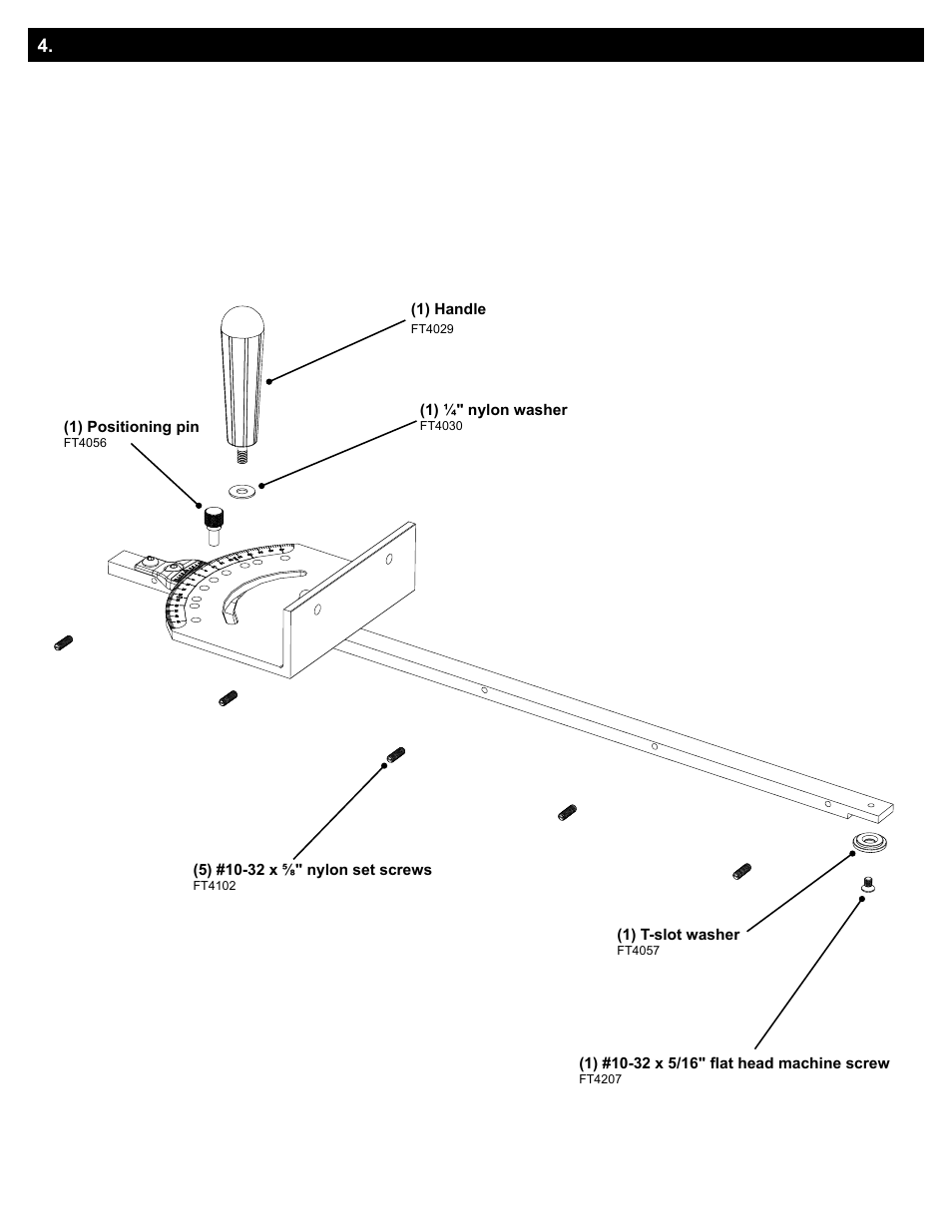 Miter gauge parts diagram, Assembly - miter gauge | Kreg Precision Miter Gauge System User Manual | Page 4 / 36