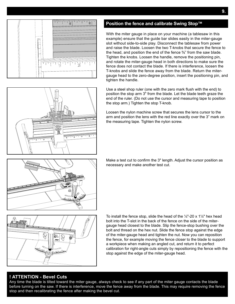 Assembly - swing stop | Kreg Precision Miter Gauge System User Manual | Page 9 / 36