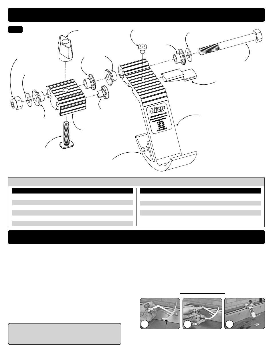 3 simple steps, Assembly instructions about the swing stop, Breakline | Warning, Swing stop, Parts identifi cation, Fig. 6 | Kreg Swing Stop User Manual | Page 2 / 2