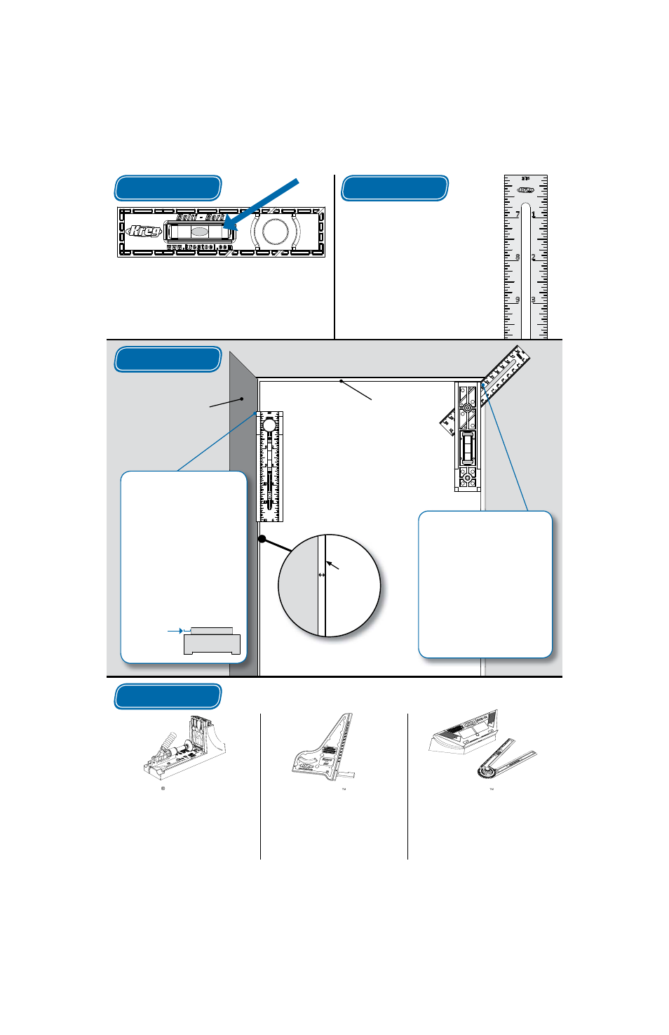 How to trim a door, More kreg products, Built-in level | Built-in scale, Kreg jig, Kreg square-cut, Kreg crown-pro, Mark your 45° miter, Setting a 3/16” reveal, 3/16” reveal | Kreg KMA2900 Multi-Mark User Manual | Page 2 / 2