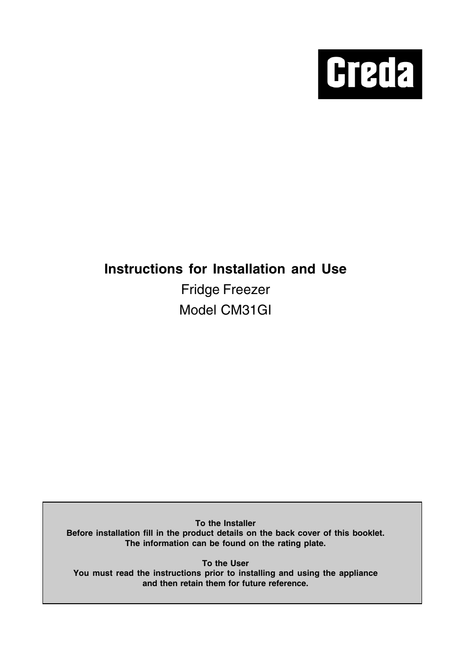 Creda CM31GI User Manual | 16 pages