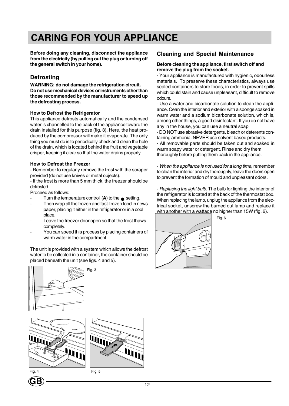 Caring for your appliance | Creda CM31GI User Manual | Page 12 / 16